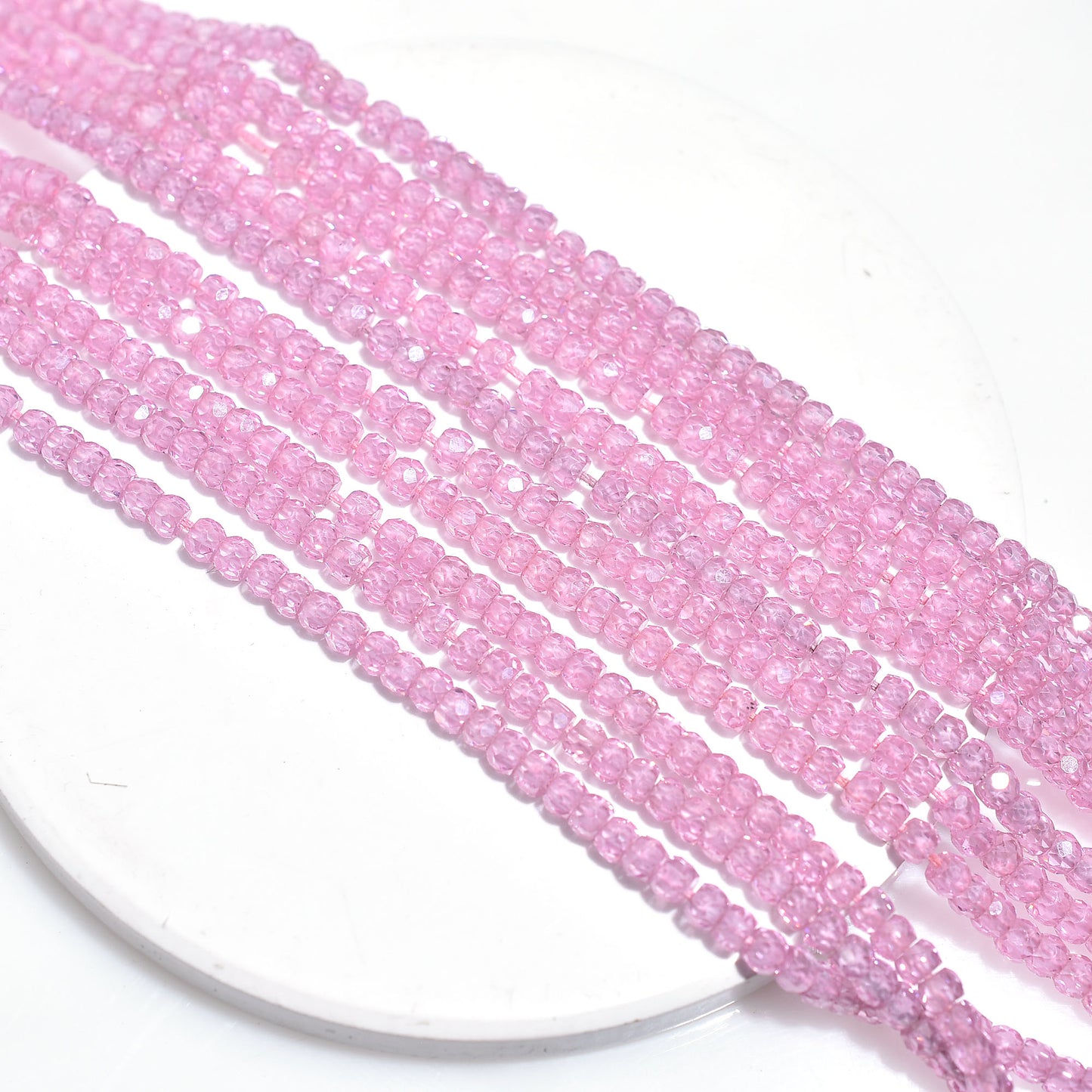 Light Pink Hydro Beads – Micro Cut Zircon Shine Rondelle Strand