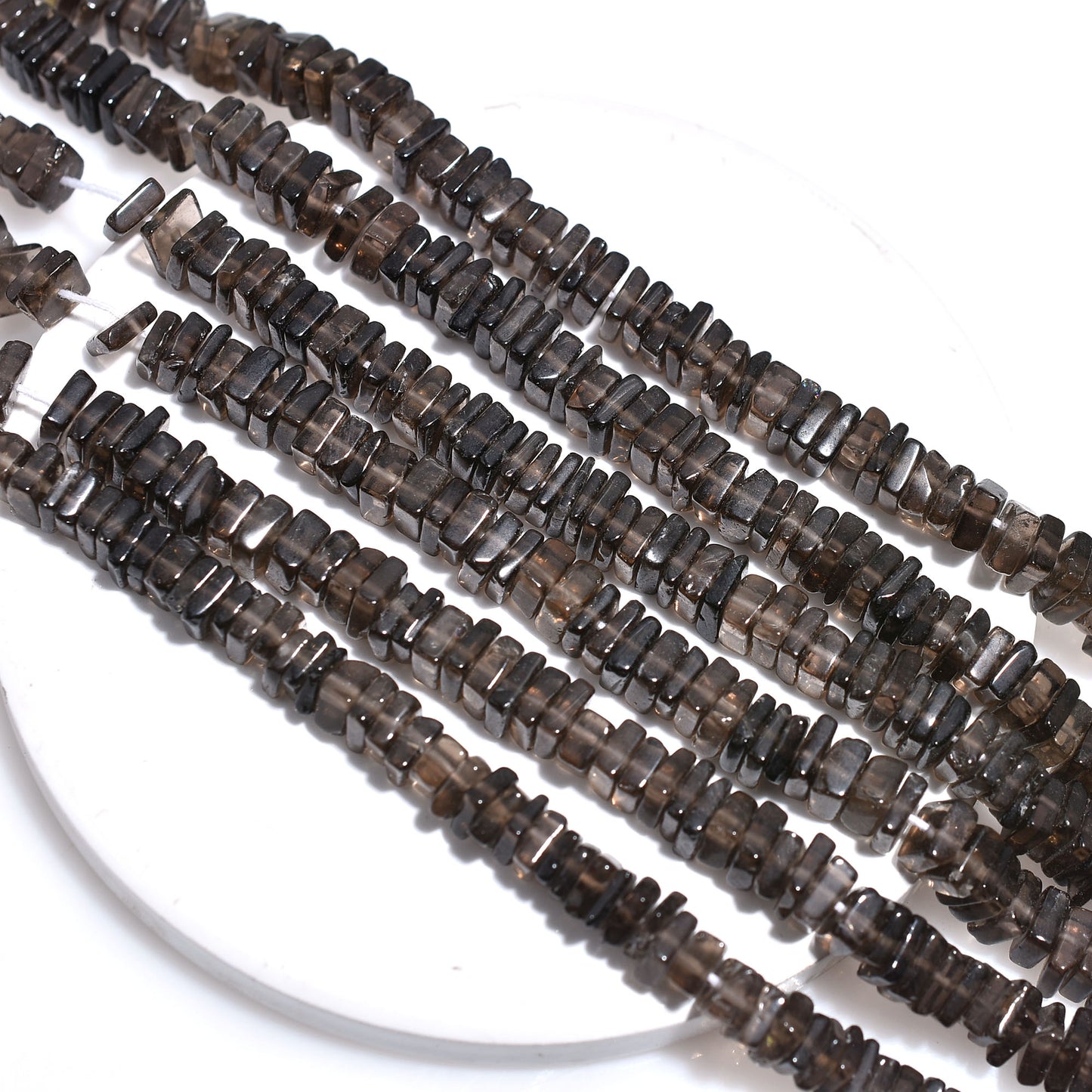 Brown Smoky Quartz Beads – Smooth Heishi Square Gemstone Strand