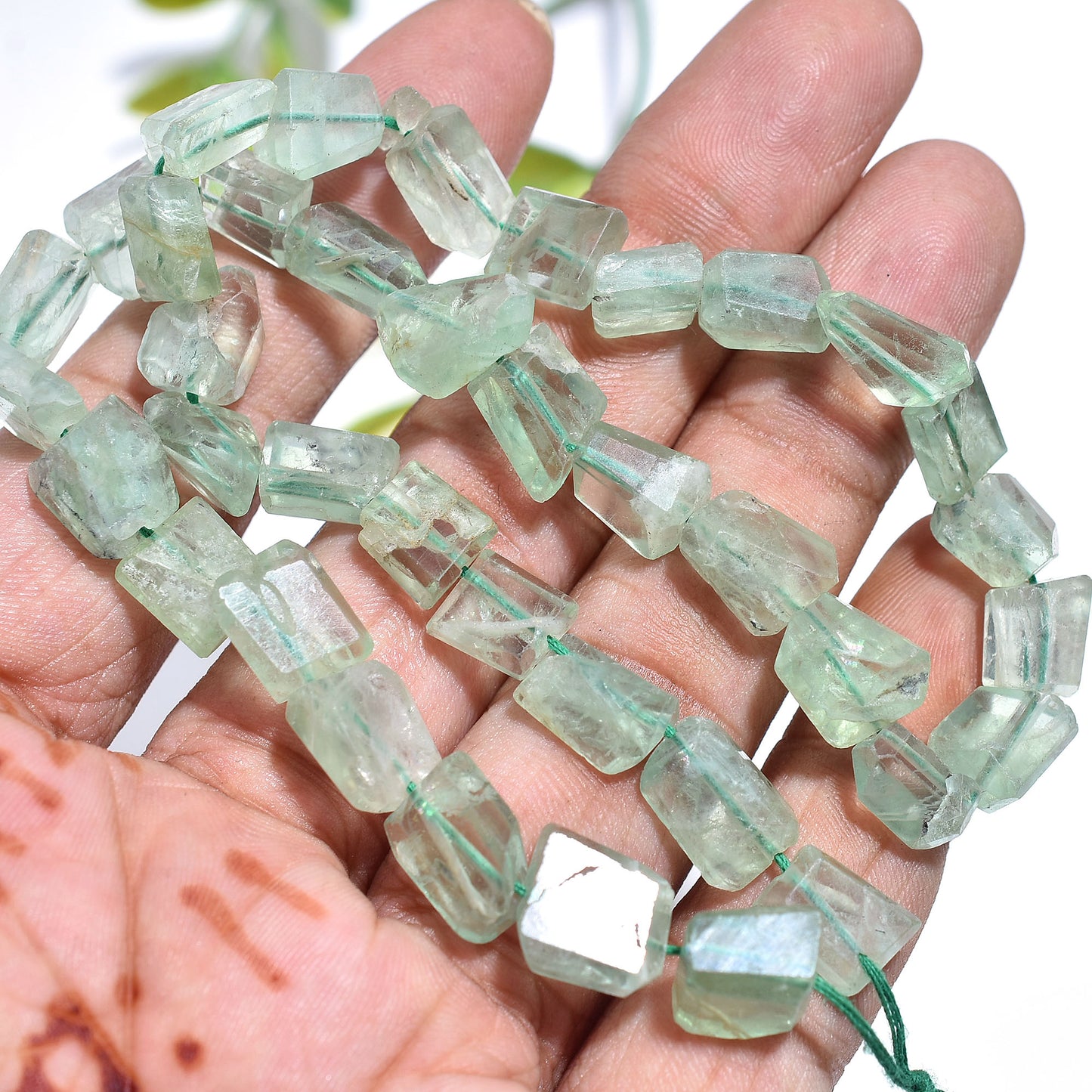 Natural Green Fluorite Beads – Rough Nuggets Crystal Strand For Craft Jewelry