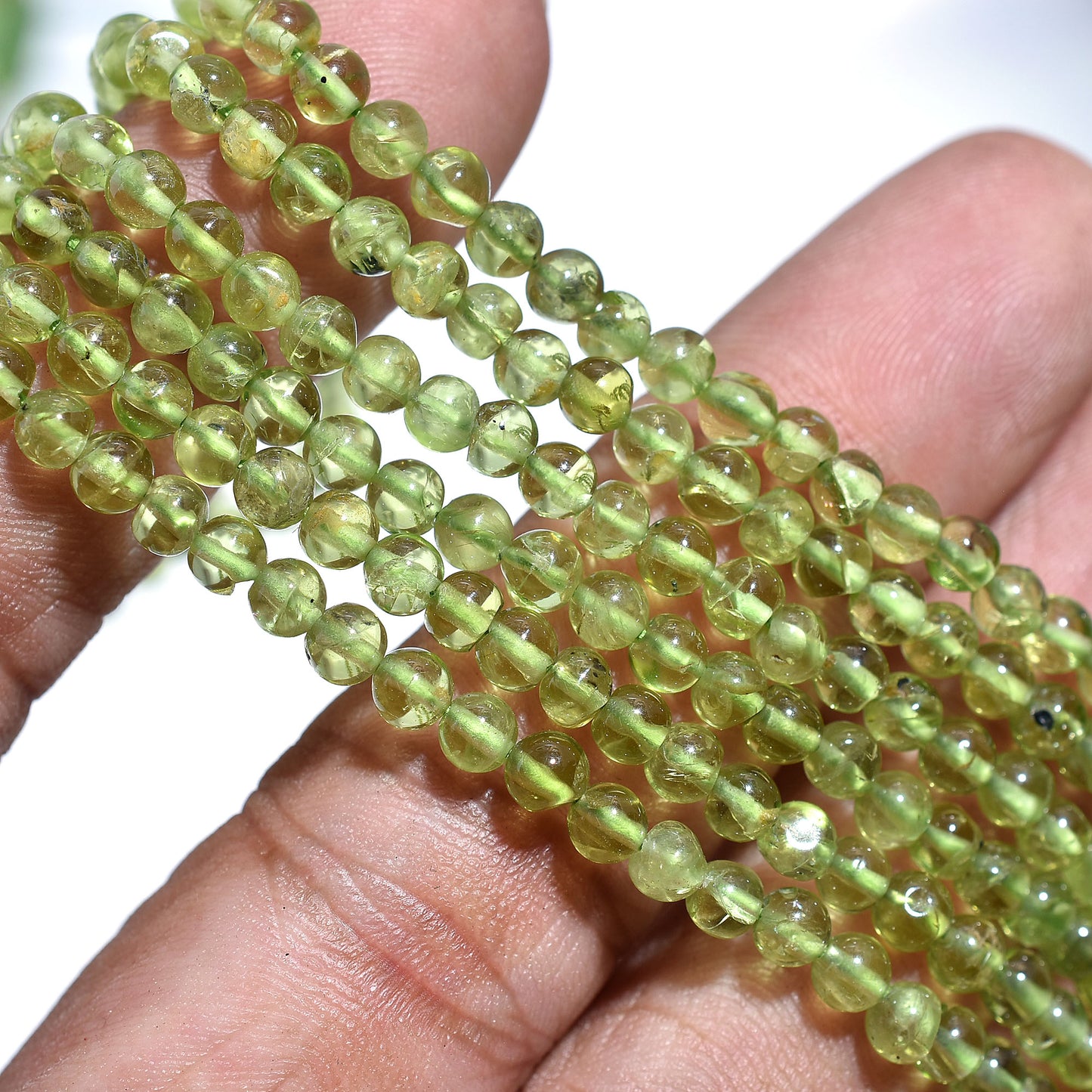 4mm Peridot Gemstone Beads, Natural Gemstone Smooth Round Shape Beads, Handmade Green Loose Crystal Beads For Necklace & Bracelet Jewelry
