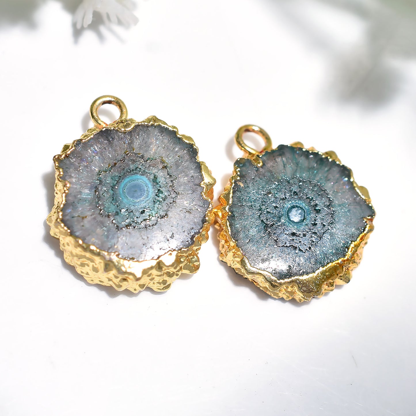 Wholesale Solar Quartz Gemstone Pair - Gold Electroplated
