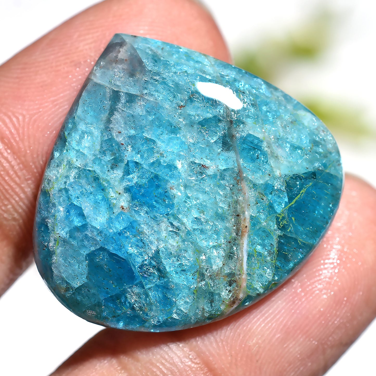 Beautiful Neon Blue Apatite Cabochon – Heart Shaped Natural Gemstone for Jewelry