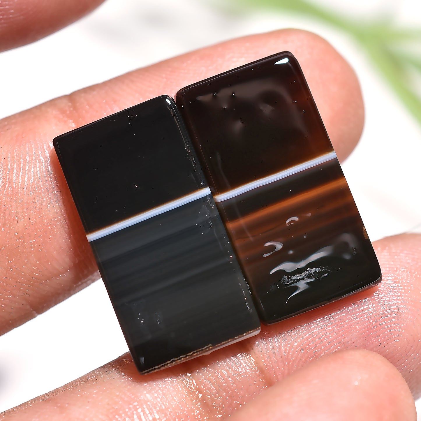 Natural Black Banded Agate Matching Pair - Perfect Gemstones for Earrings