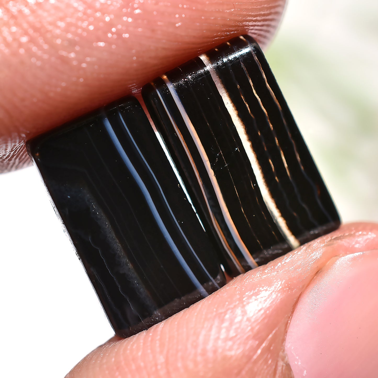 Natural Black Banded Agate Matching Pair - Perfect Gemstones for Earrings
