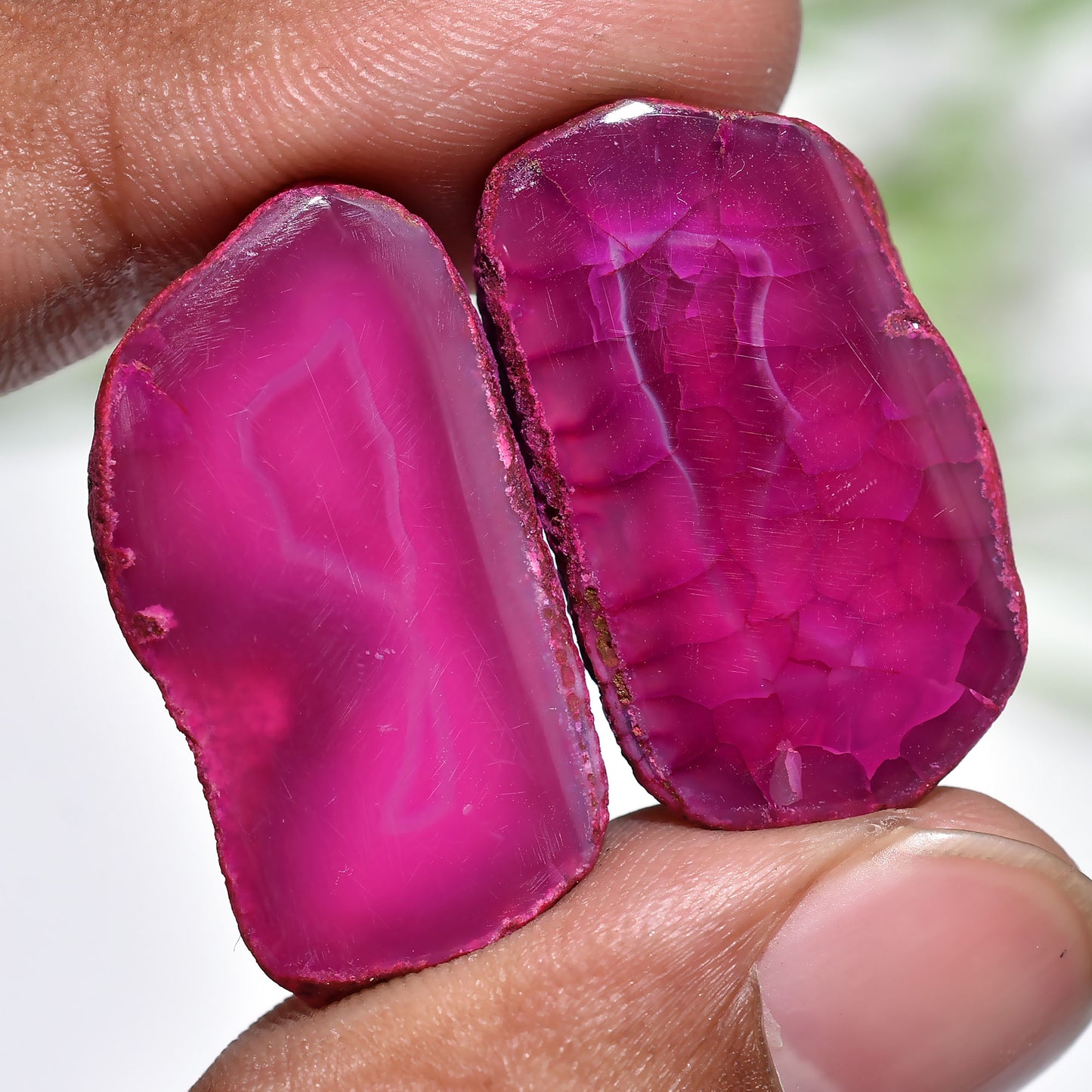 Purple Pink Solar Quartz Pair - Fancy Gemstone Matching Pair For Making Jewelry(17x27x3mm,/34ct)
