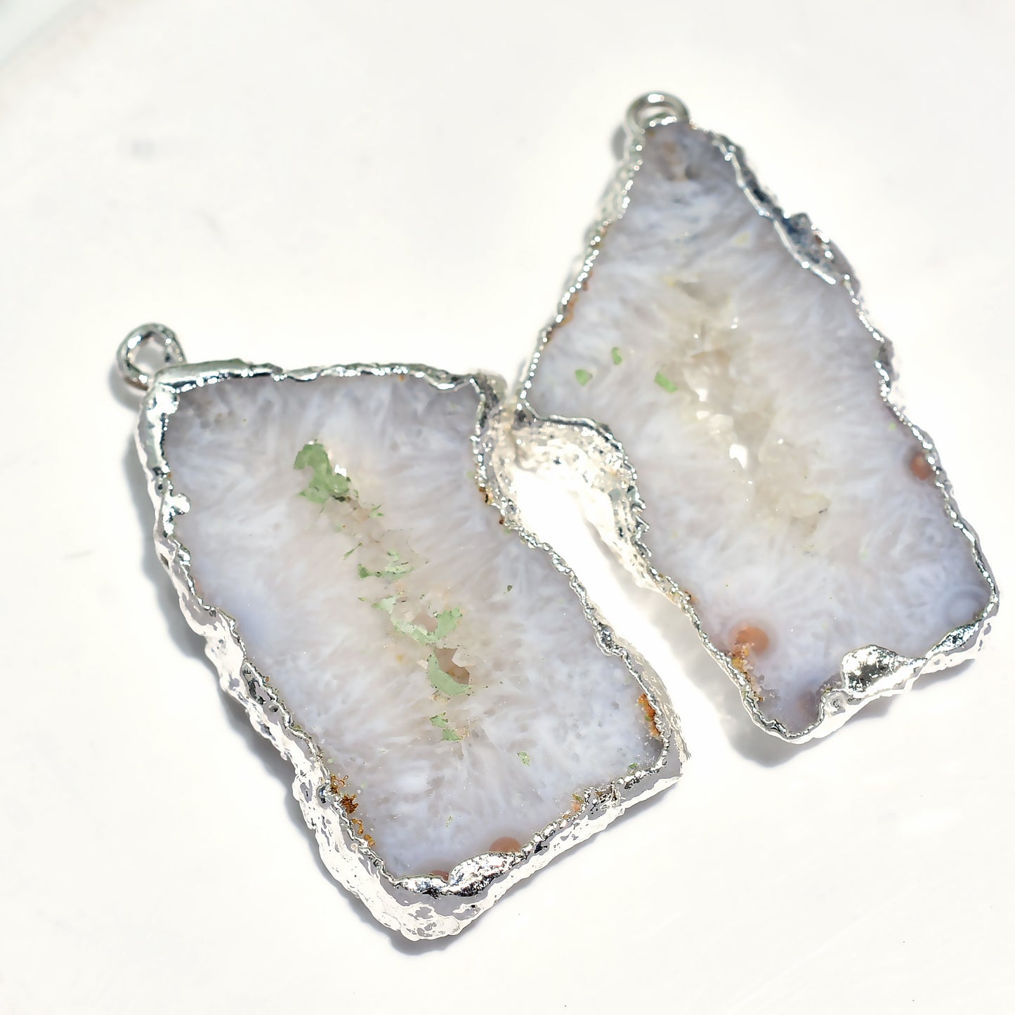 Unique Solar Quartz Earring Pair – Silver Electroplated Druzy Jewelry for All Occasions