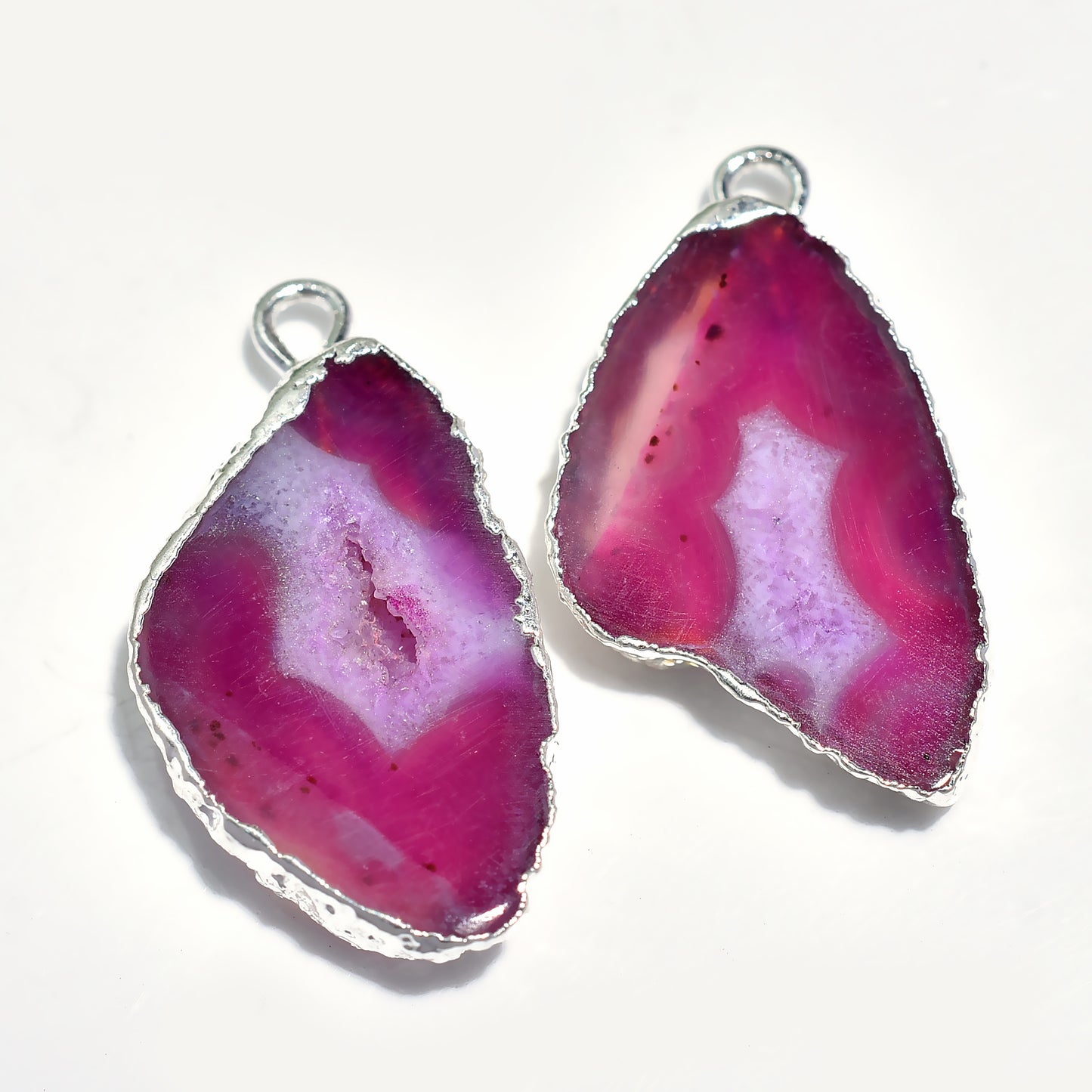 Unique Solar Quartz Earring Pair – Silver Electroplated Druzy Jewelry for All Occasions