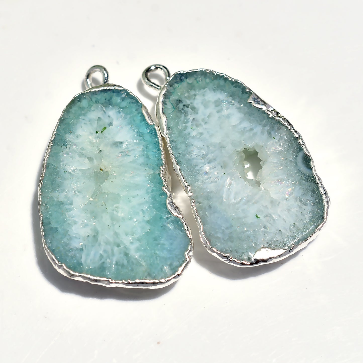 Unique Solar Quartz Earring Pair – Silver Electroplated Druzy Jewelry for All Occasions
