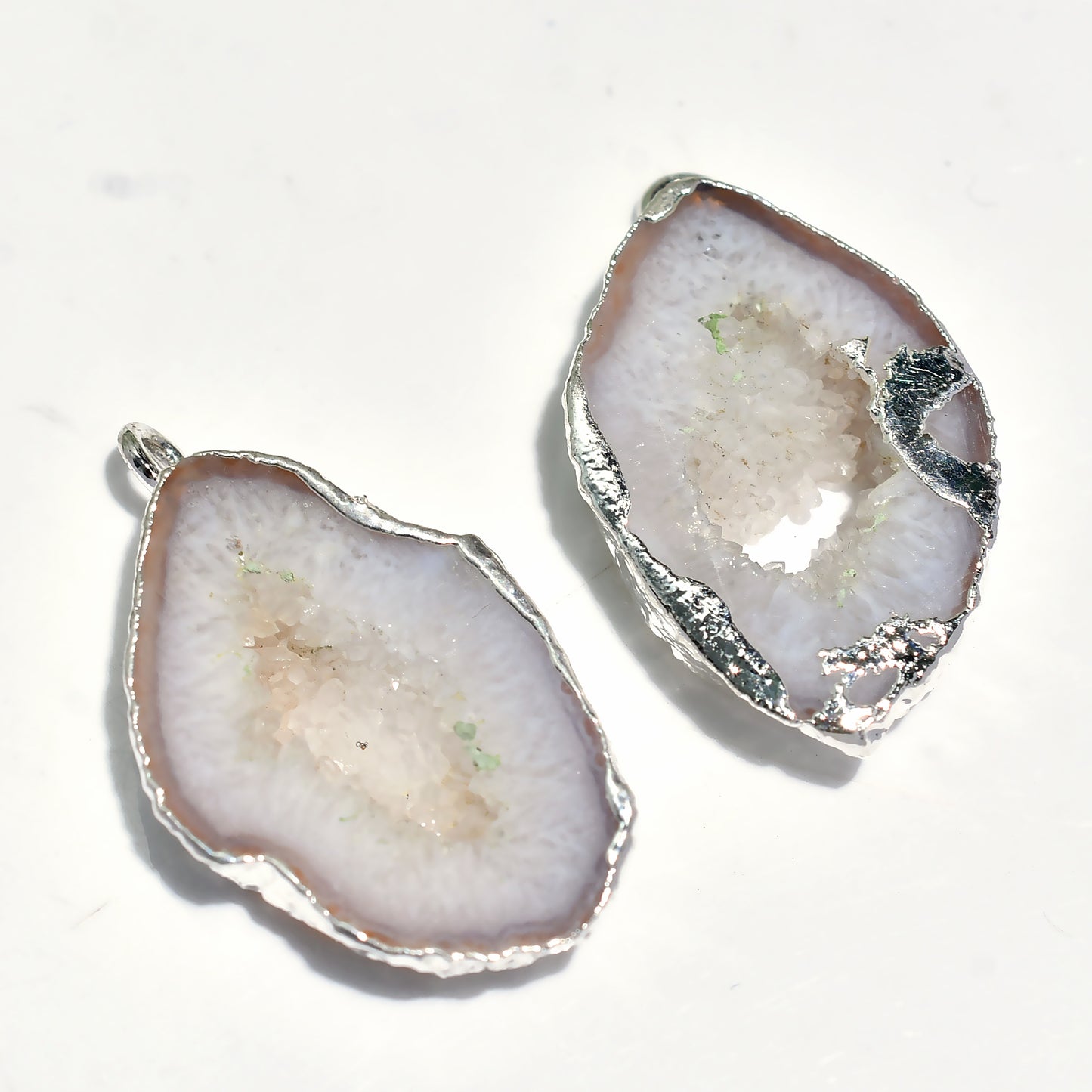 Unique Solar Quartz Earring Pair – Silver Electroplated Druzy Jewelry for All Occasions