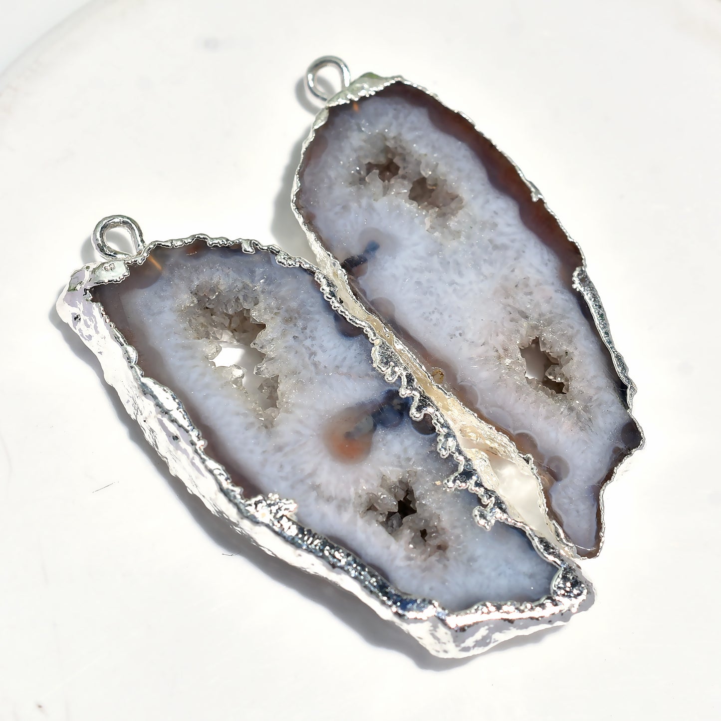 Unique Solar Quartz Earring Pair – Silver Electroplated Druzy Jewelry for All Occasions