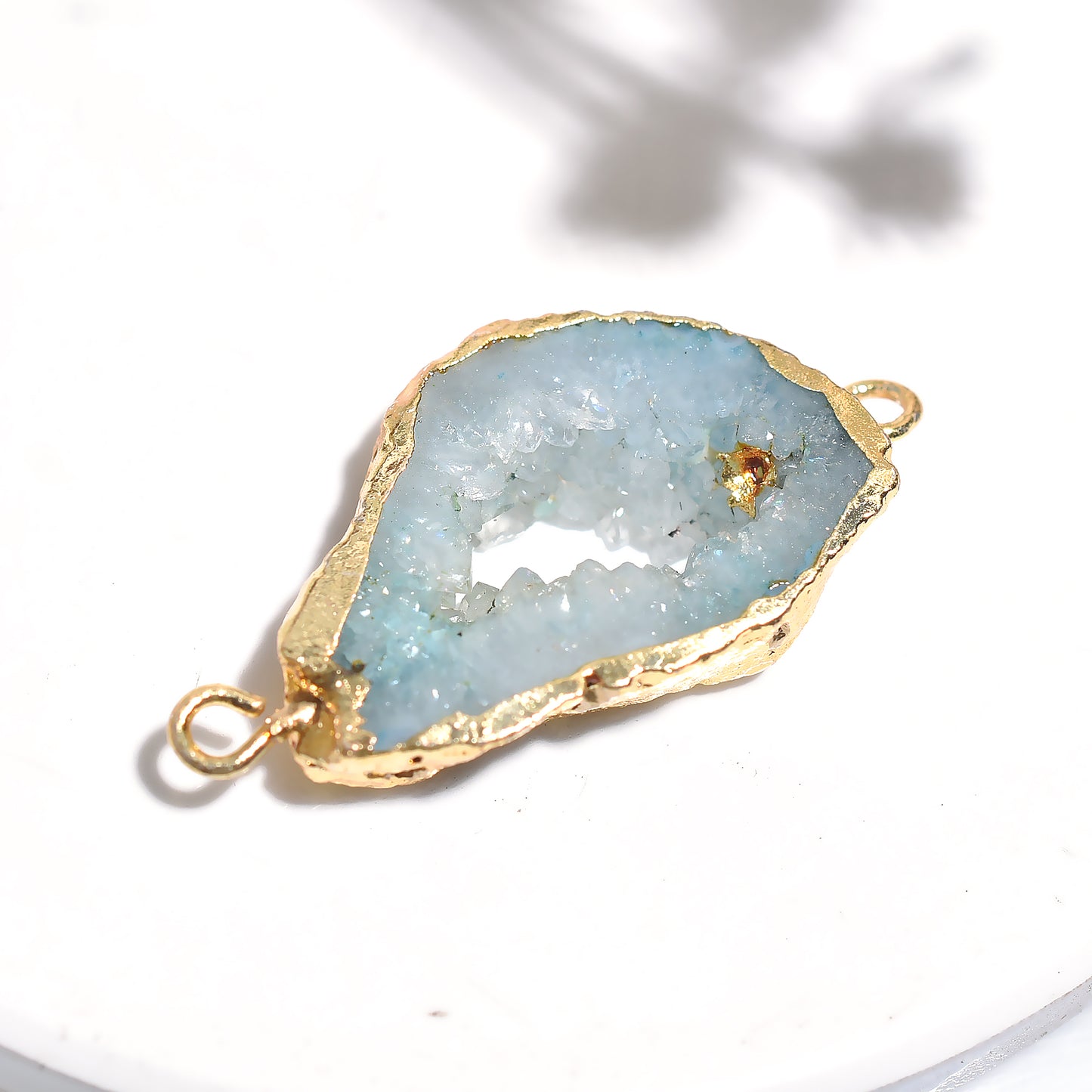 Sparkling Druzy Solar Quartz Connector, Wholesale Electroplated Stone Connector
