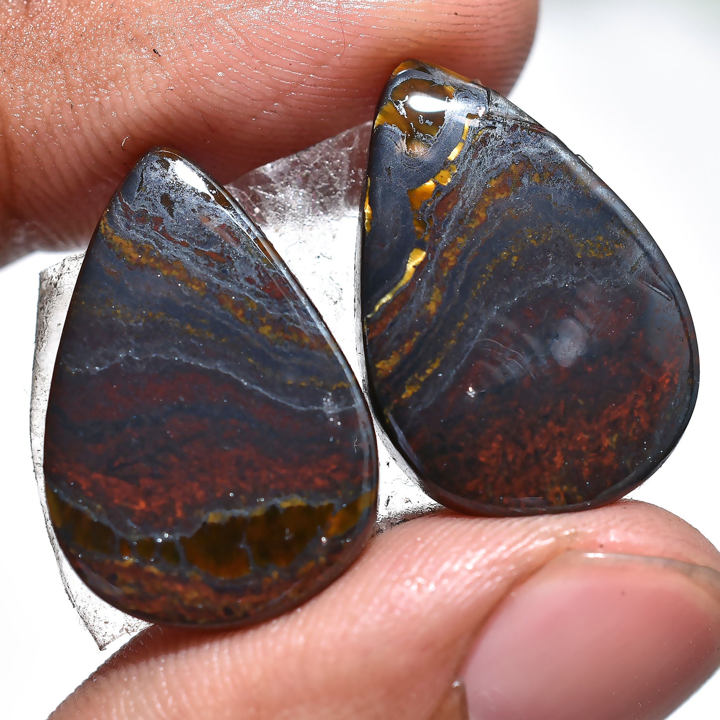 Natural Iron Tiger Eye Pair Cabochon