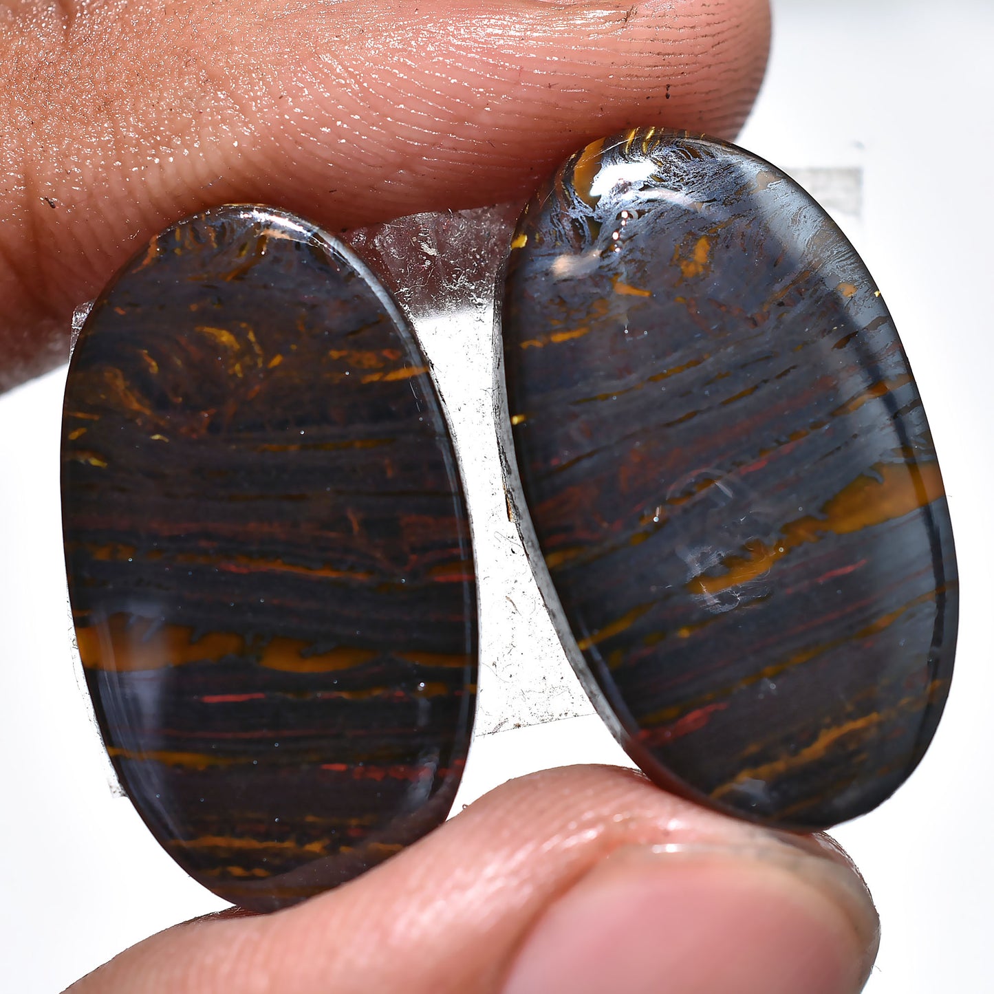 Natural Iron Tiger Eye Pair Cabochon