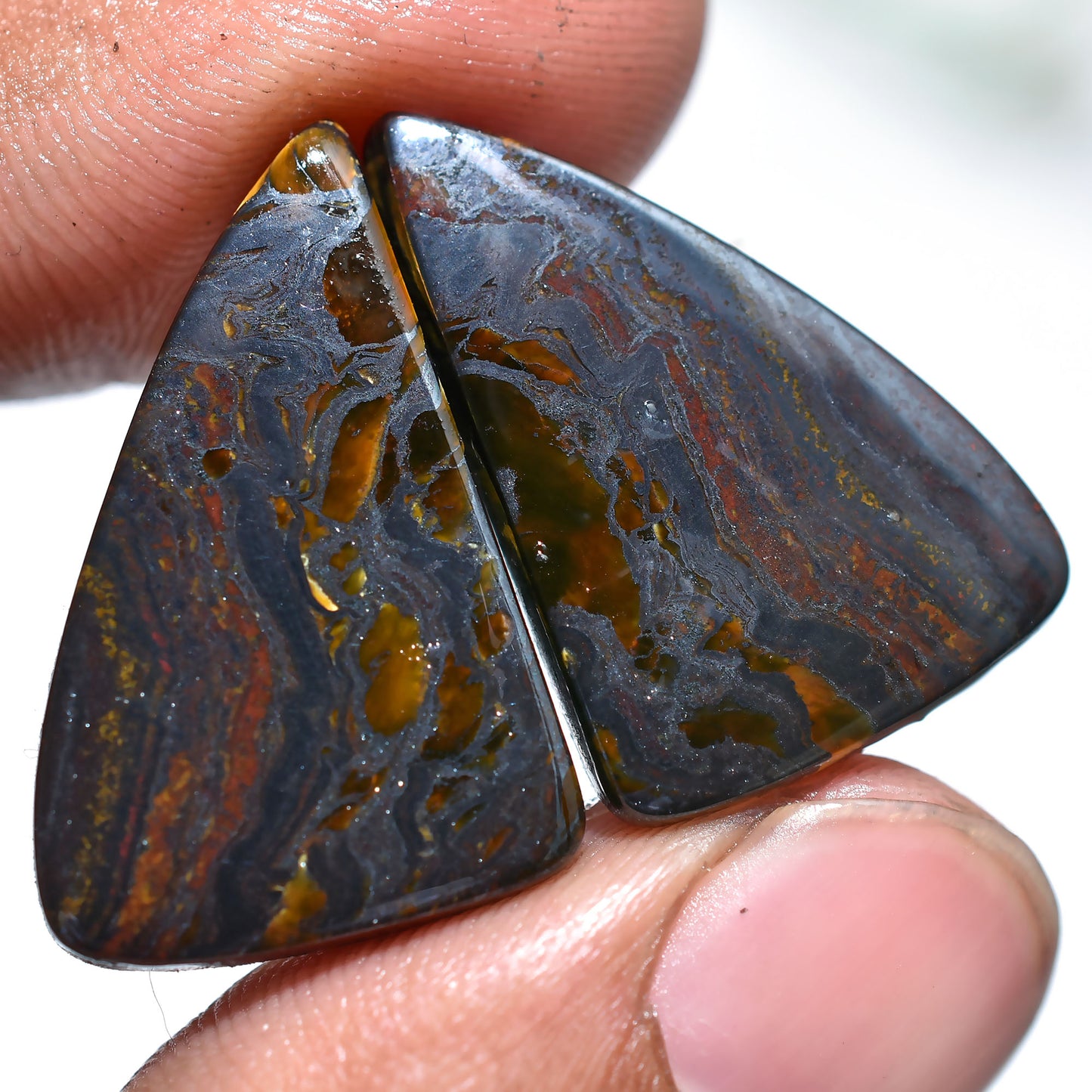 Natural Iron Tiger Eye Pair Cabochon