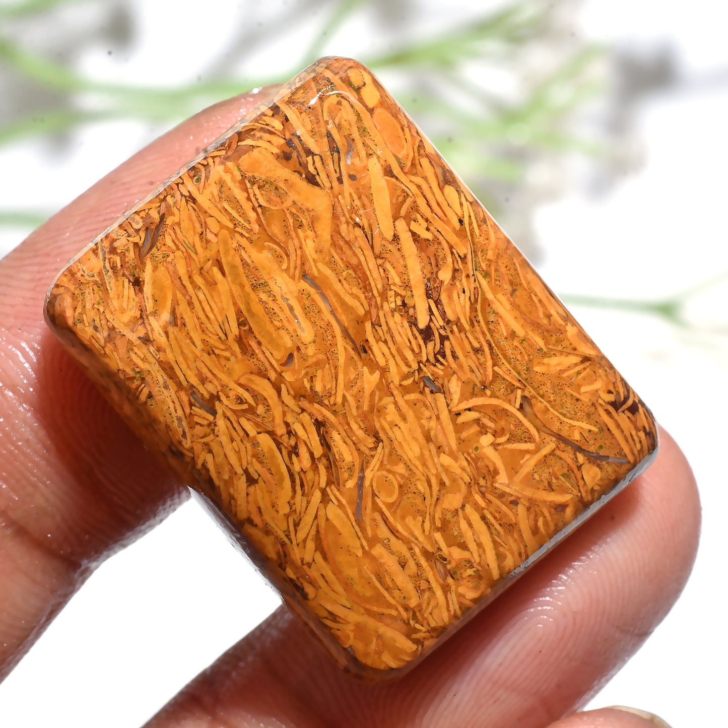 Natural Mariam Jasper Cabochon – Rectangle Shape Smooth Flat Back Gemstone for Jewelry (20x27x4mm,/45ct)