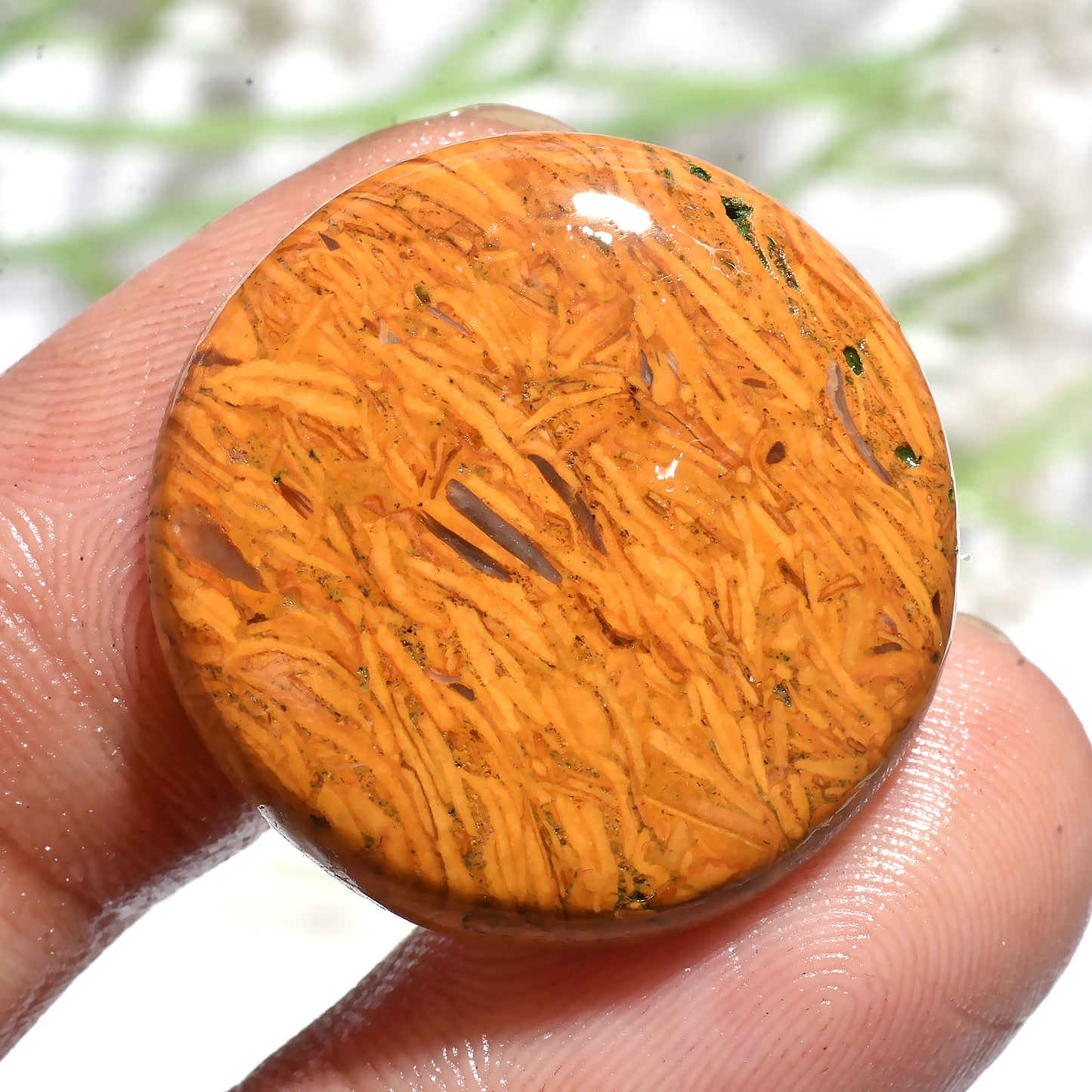 Round Mariam Jasper Cabochon – Brown Smooth Flat Back Gemstone for Jewelry (23x23x2mm,/26ct)