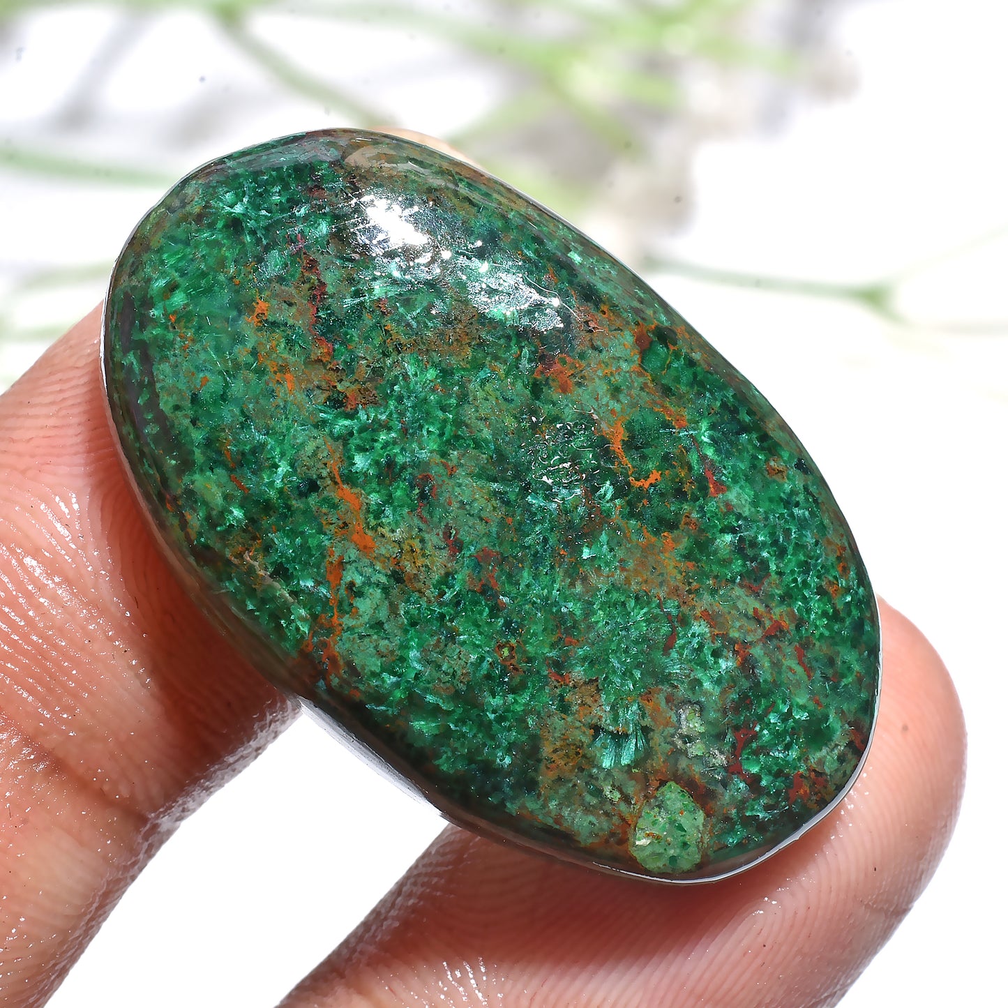 Beautiful Green Chrysocolla Gemstone – Polished Oval Cabochon for Jewelry Making (19x32x3mm,/46ct)