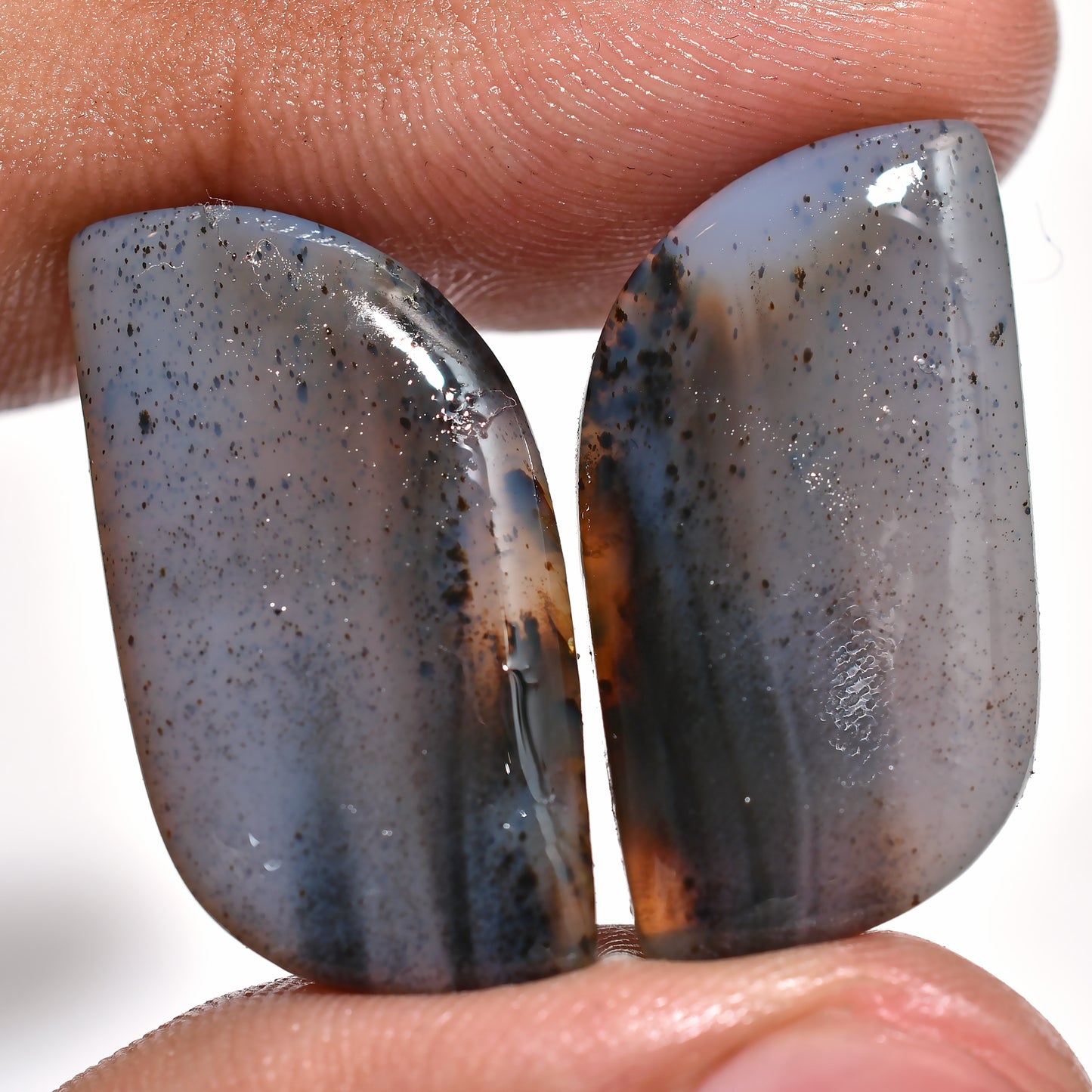 Natural Montana Agate Matched Pair – Unique Gemstones for Jewelry Making