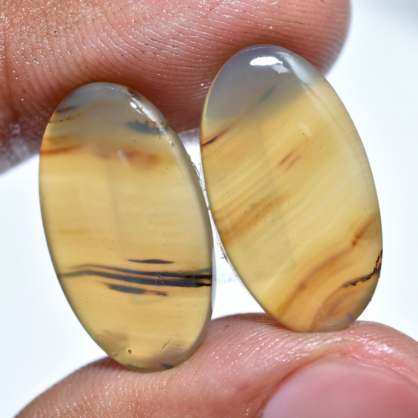 Montana Agate Gemstone Pair – Natural Agate Stones for Unique Jewelry Designs