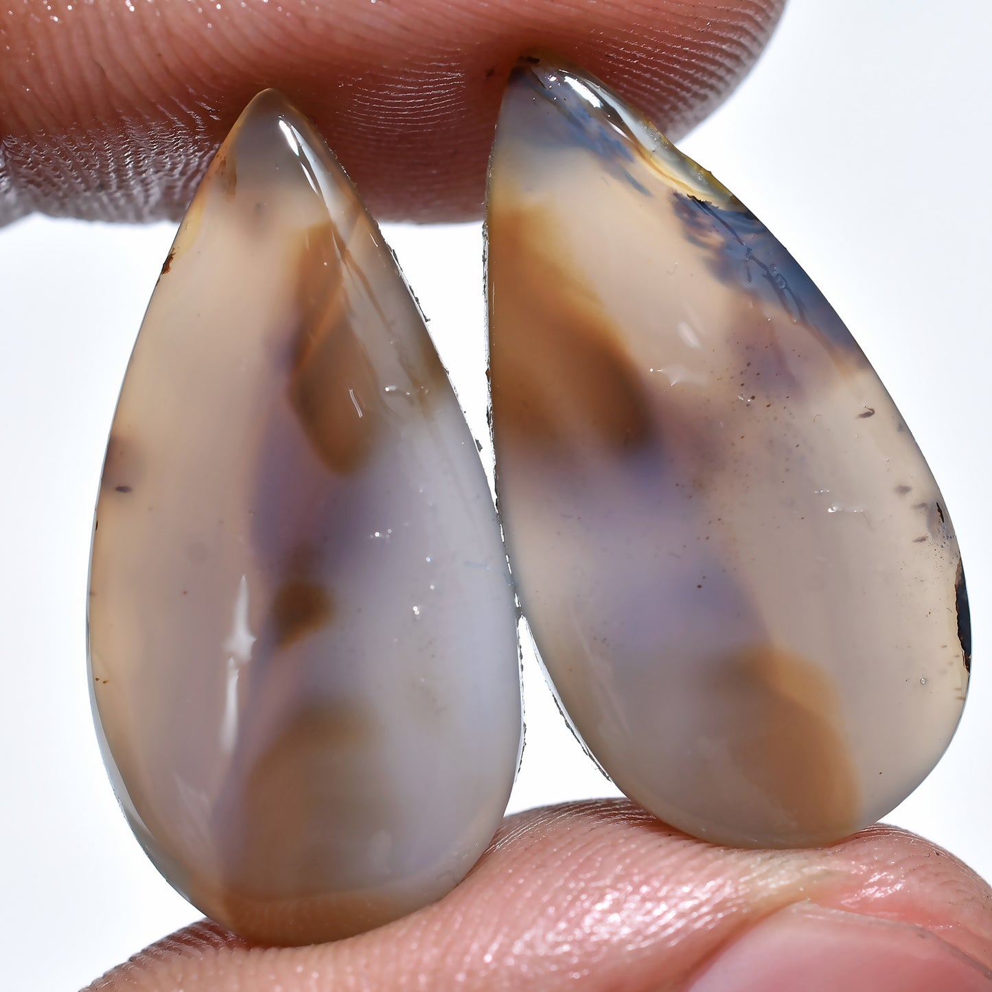 Unique Montana Agate Gemstone Pair – Perfect for Jewelry Crafting