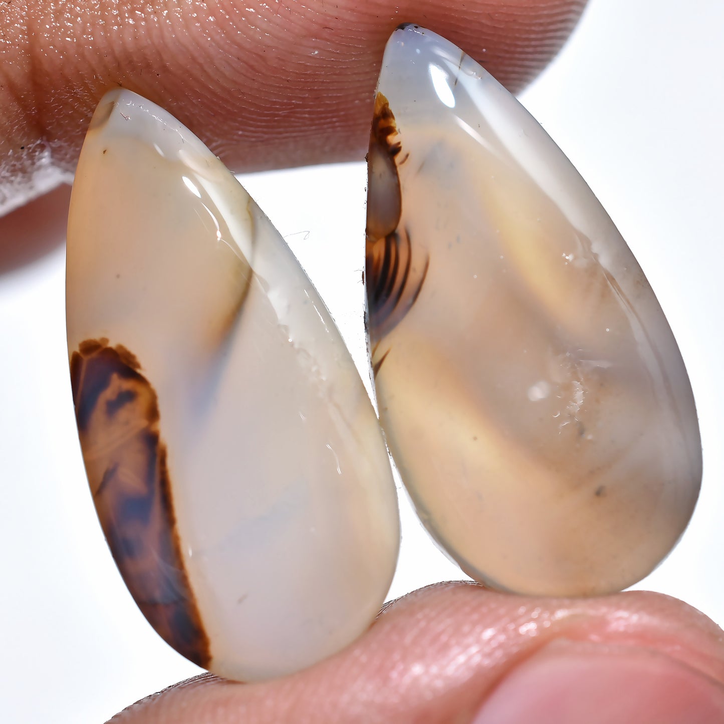 Unique Montana Agate Gemstone Pair – Perfect for Jewelry Crafting