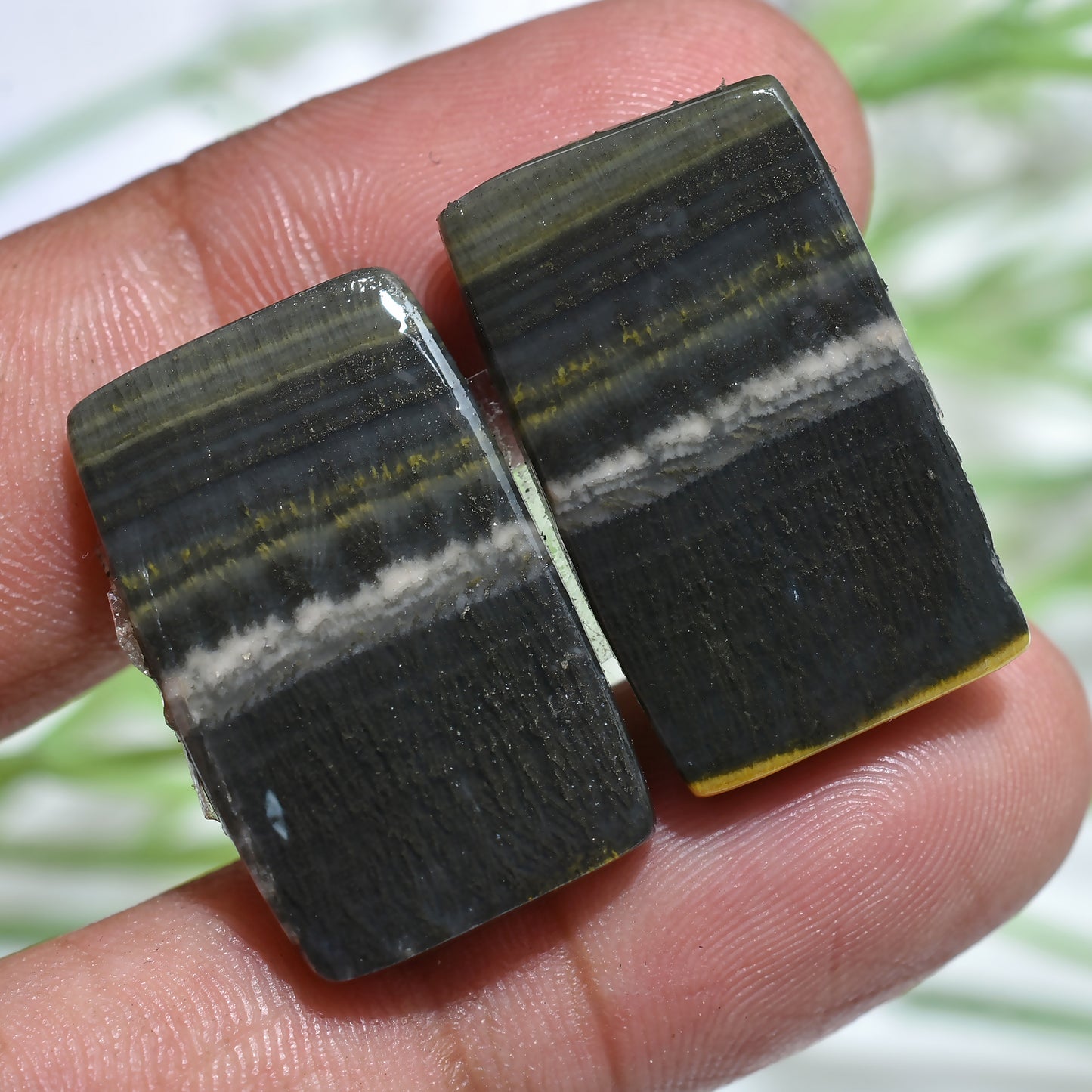 Exquisite Bumble Bee Jasper Rectangle Pair – Vibrant Natural Gemstones