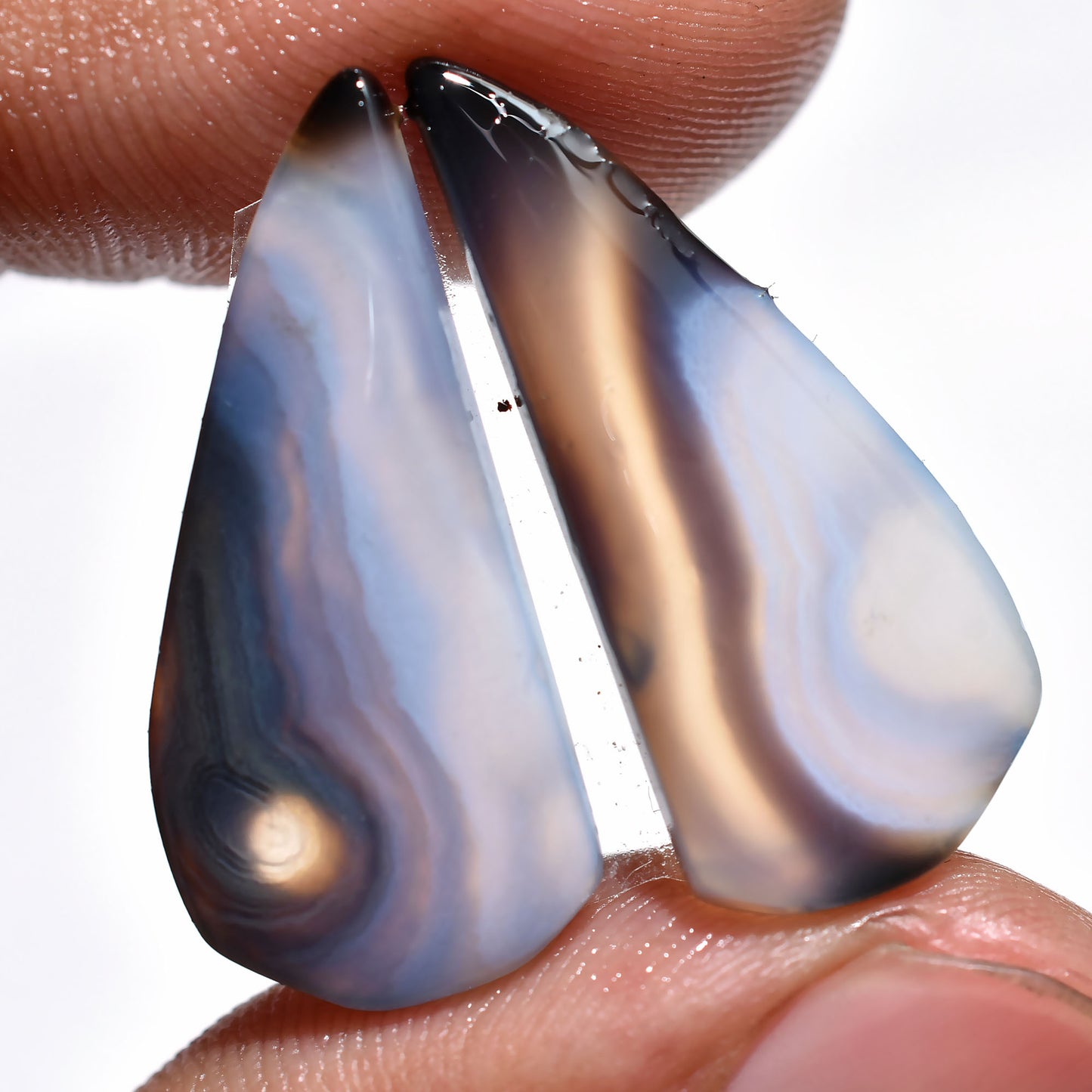 Black Banded Agate Matched Pair – Ideal for Statement Jewelry Creations