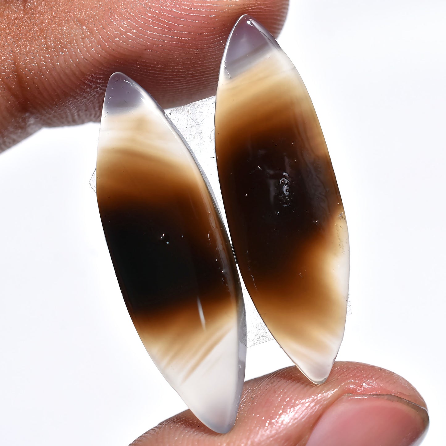 Elegant Black Banded Agate Matched Pair – Perfect for Jewelry Designs
