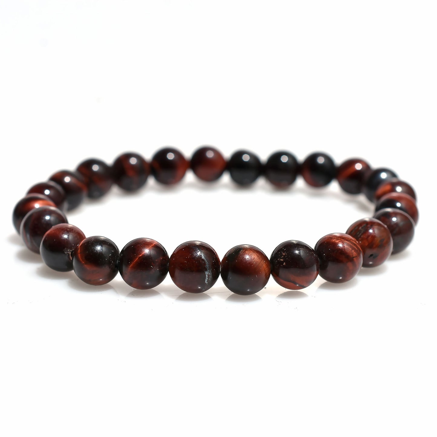 Handmade Tiger Eye Beaded Bracelet, Red Flashy Tiger Eye Gemstone Healing Jewellery, Stretchable Hand Bracelet
