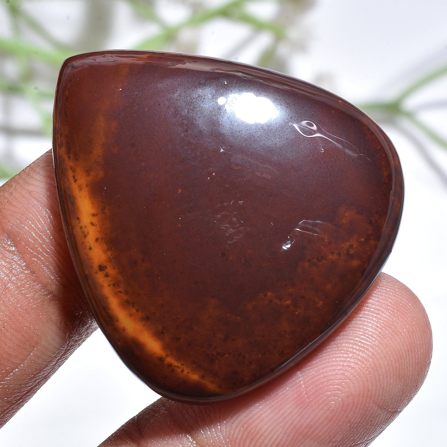 Iron Tiger Eye Cabochon – Smooth Pear Shape Gemstone for Pendants (31x34x2mm,/63ct)