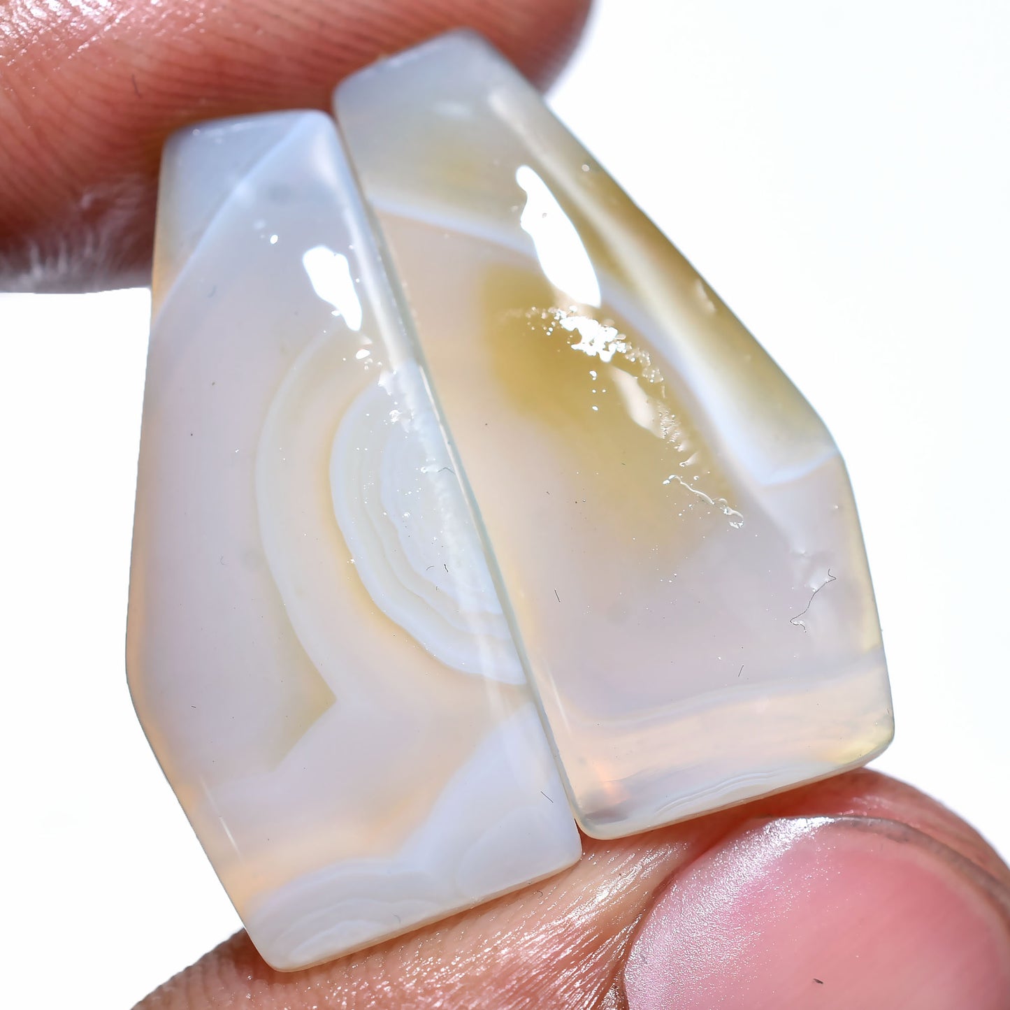 Unique Grey Banded Agate Stone Pair – Natural Gemstones for Crafts