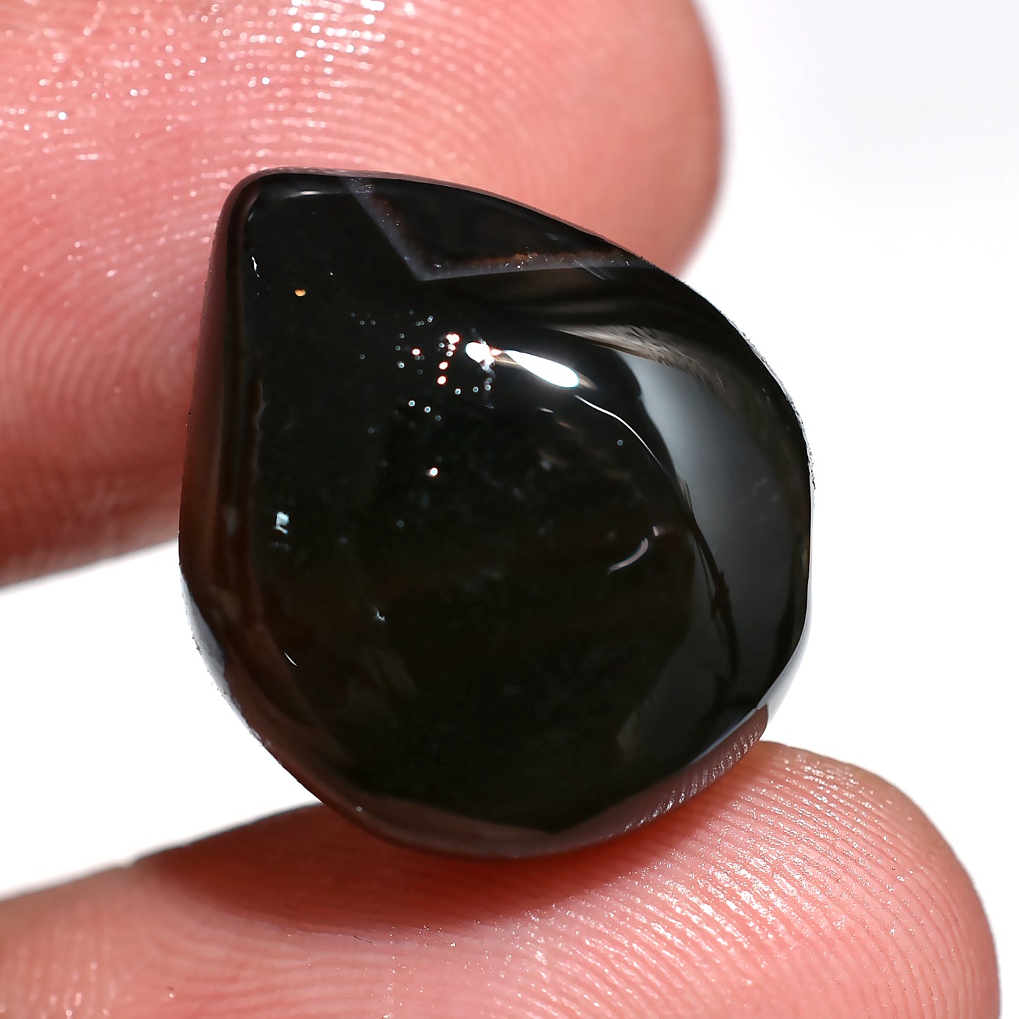 Natural Black Onyx Cabochon, Wholesale Loose Polished Gemstone (15x17x8mm,/15ct)