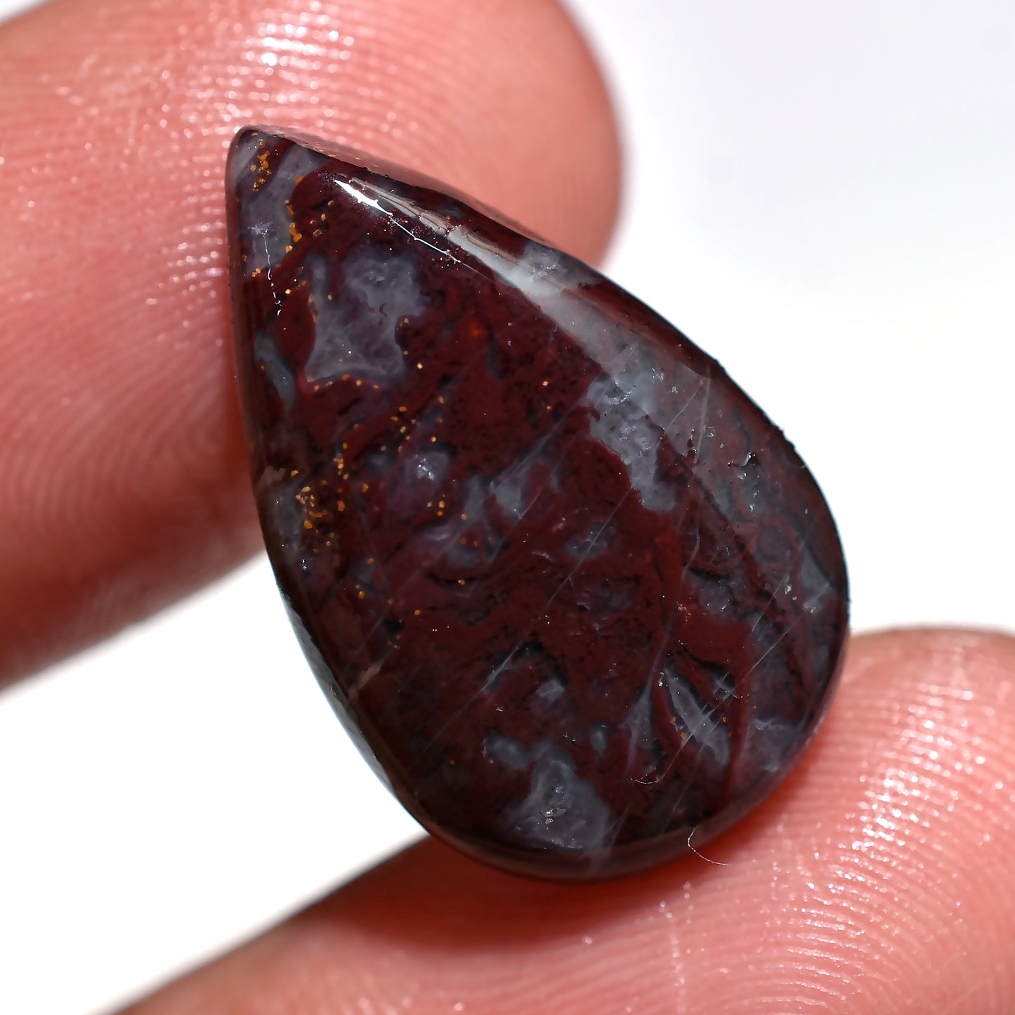 Unique! Bloodstone Smooth Gemstone, Pear Shaped Wholesale Loose Stone (13x23x3mm,/11ct)