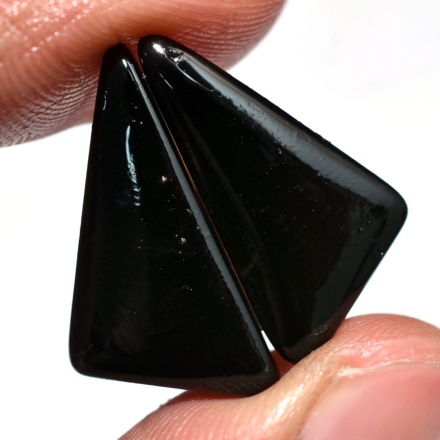 Black Onyx Pair Cabochons - Fancy Shaped Smooth Polished Gemstones(14x23x2mm,/10ct)