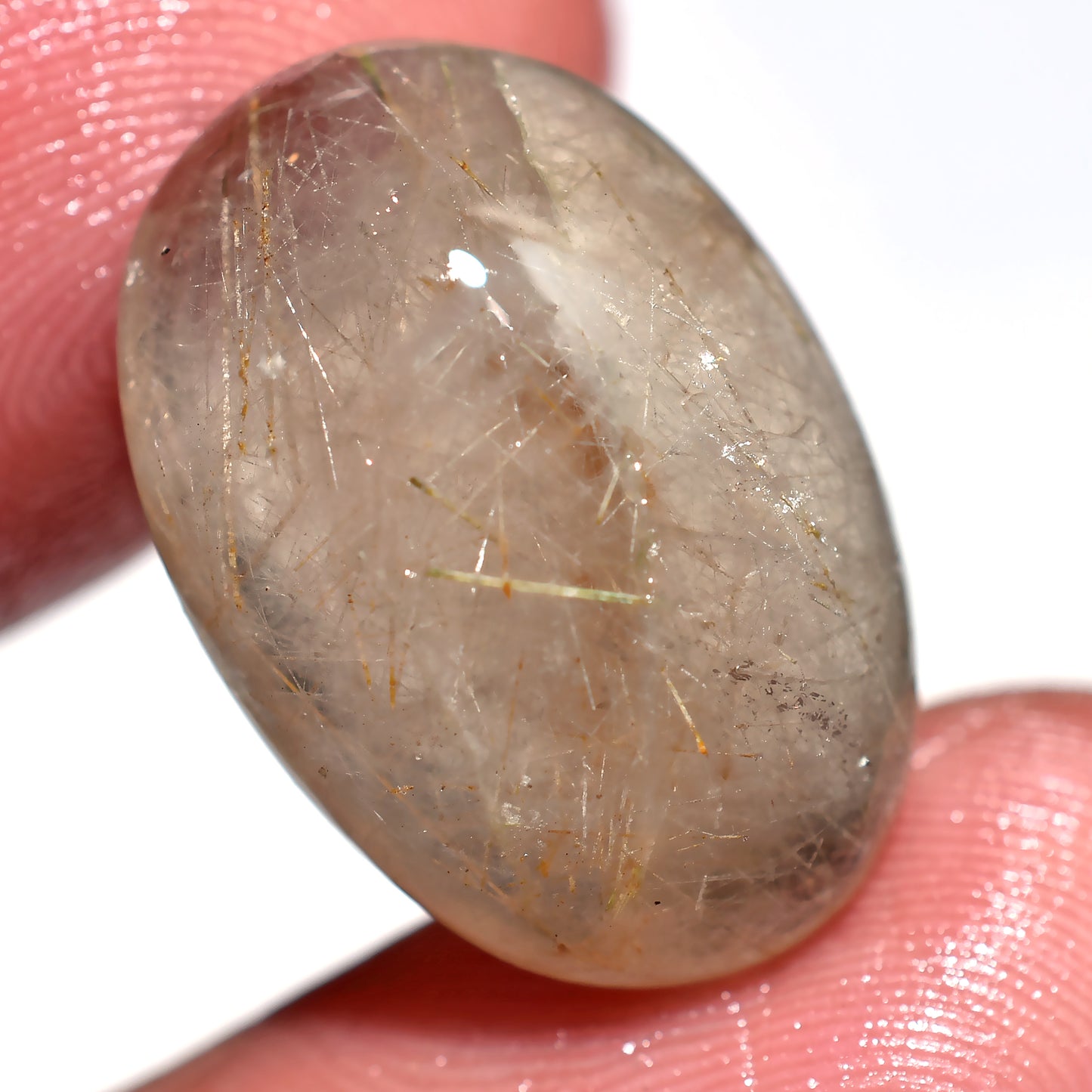 Gorgeous Golden Natural Rutile Quartz Gemstone, Flat Back Crystal Cabochon (15x21x3mm,/14ct)