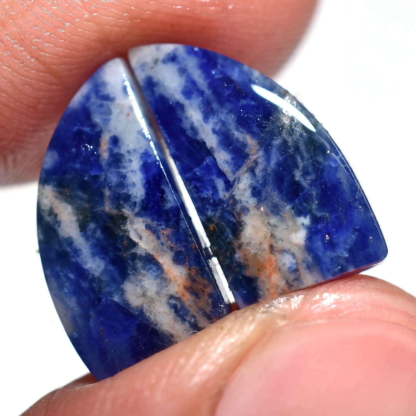 High Quality Sodalite Gemstone Pair, Unique Fancy Shape Cabochon Set (10x15x2mm,/7ct)