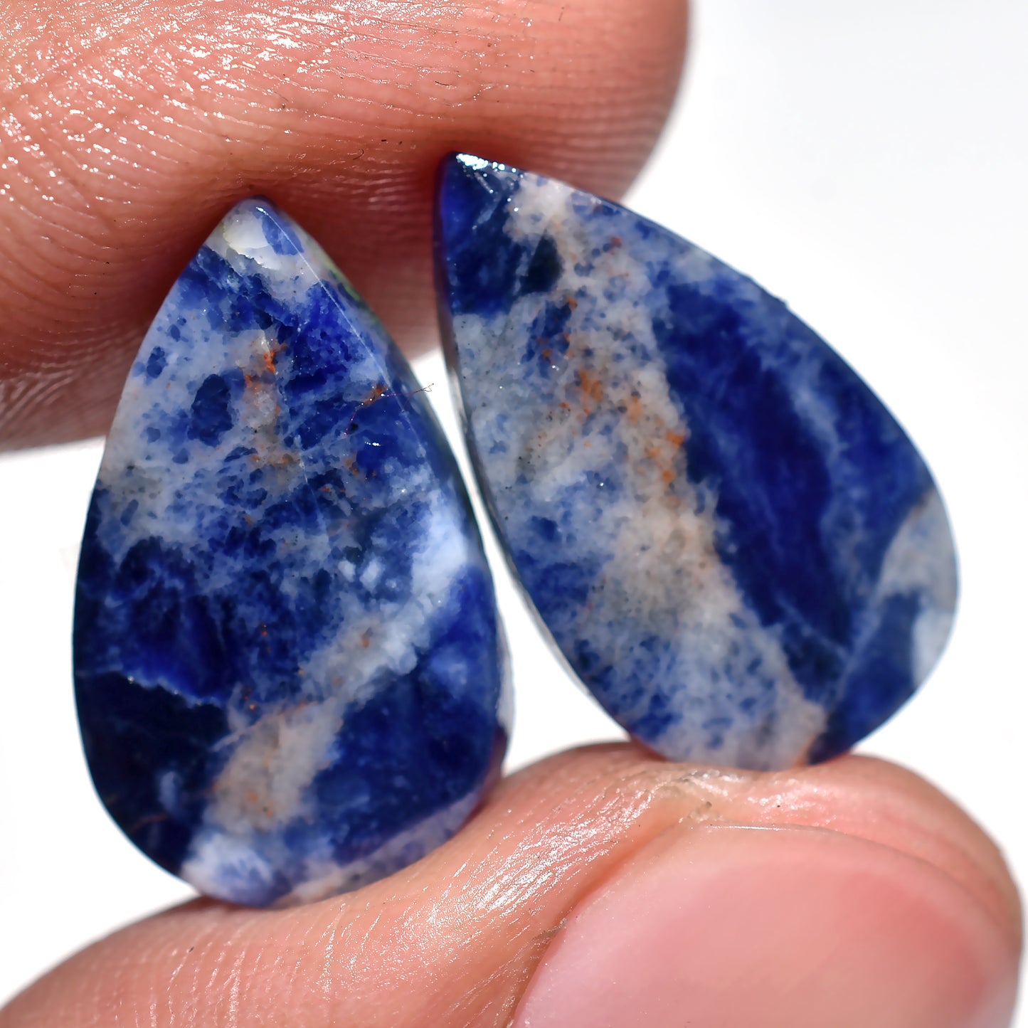 100% Natural Sodalite Gemstone Pair for Jewelry Making (11x20x2mm,/11ct)