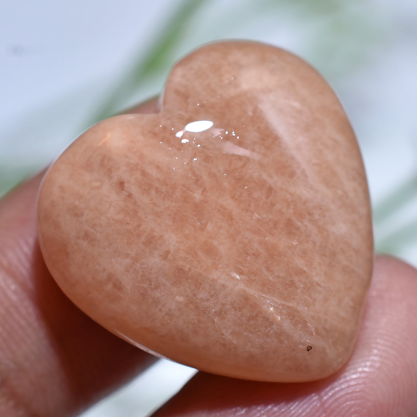 Lovely Peach Moonstone Heart Cabochon – Smooth Polished Gemstone for Jewelry Making