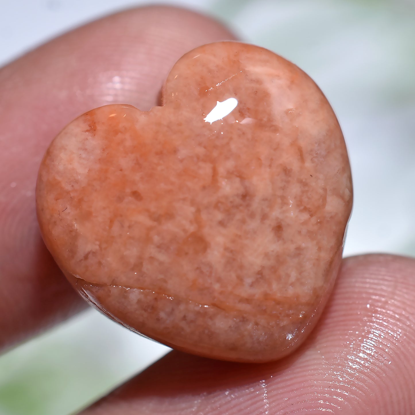 Stunning Peach Moonstone Heart Gemstone, Smooth Polished Cabochon for DIY (19x22x3mm,/25ct)