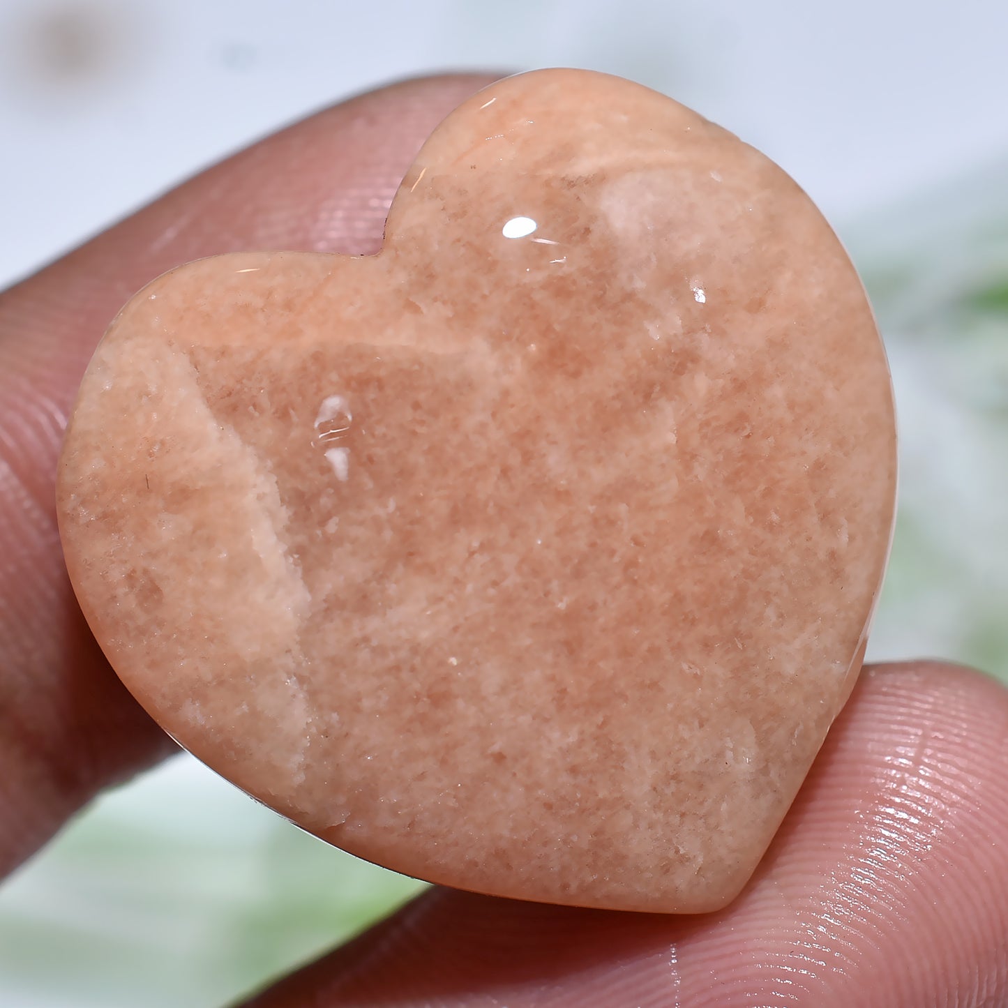 Attractive Peach Moonstone Heart Cabochon, High Quality Polished Gemstone ( 25x27x3mm,/43ct)