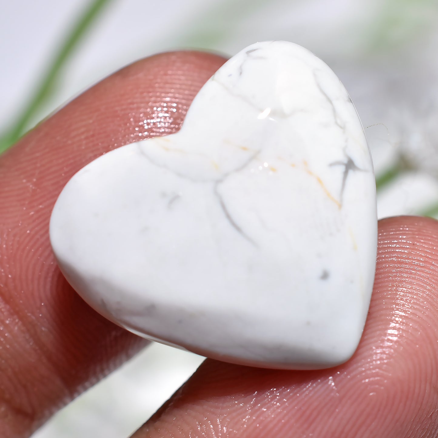 Attractive Howlite Heart White & Gray Veined Cabochon – Natural Gemstone for Crafting(20x22x4mm,/27ct)