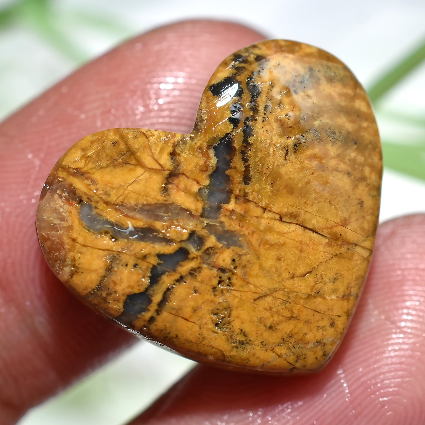 Handcrafted Mango Jasper Cabochon – Perfect for Pendant & Jewelry (17x22x3mm,/17ct)