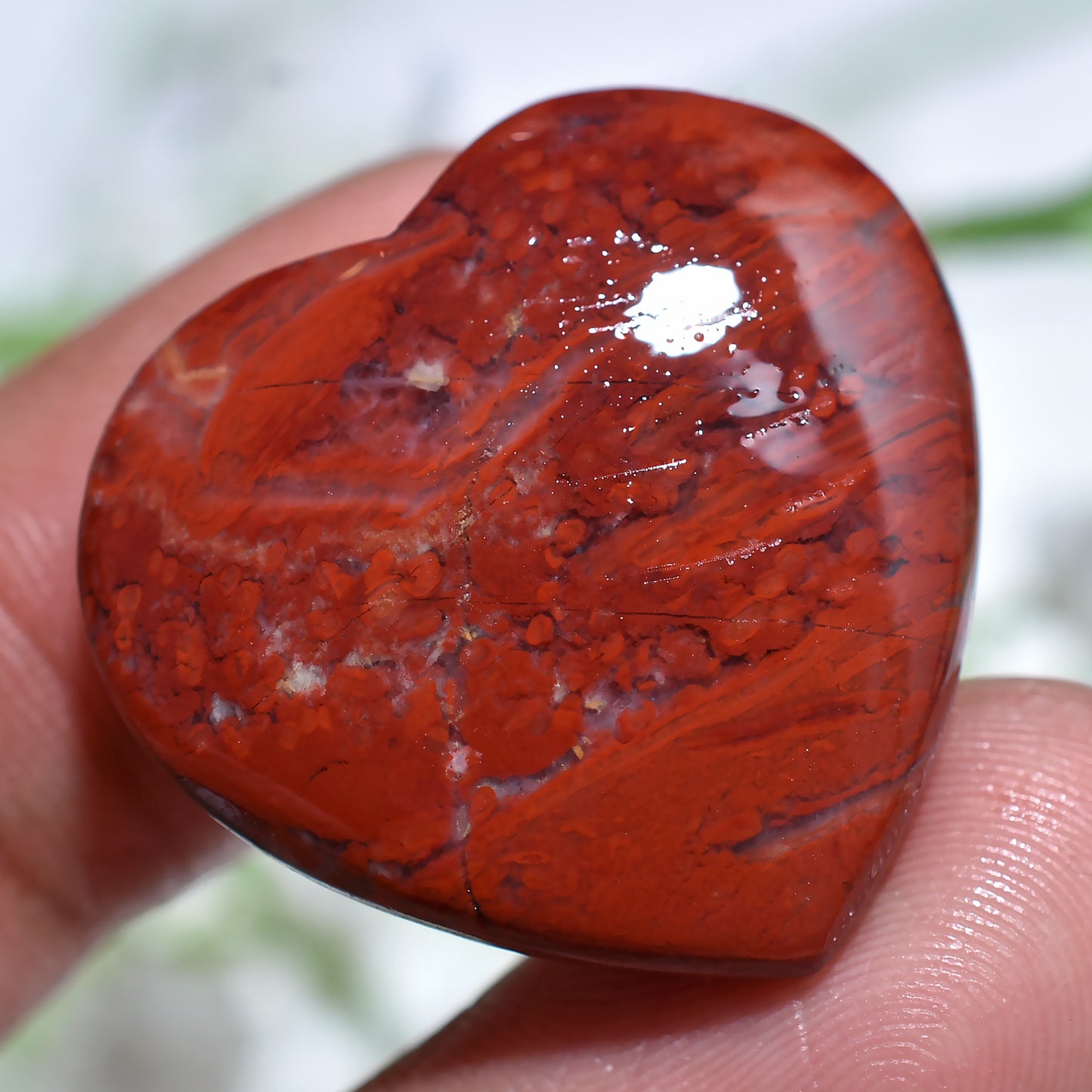 Attractive Red Jasper Gemstone, Heart Shaped Cabochon Perfect For Pendant Jewelry (25x27x3mm,/42ct)
