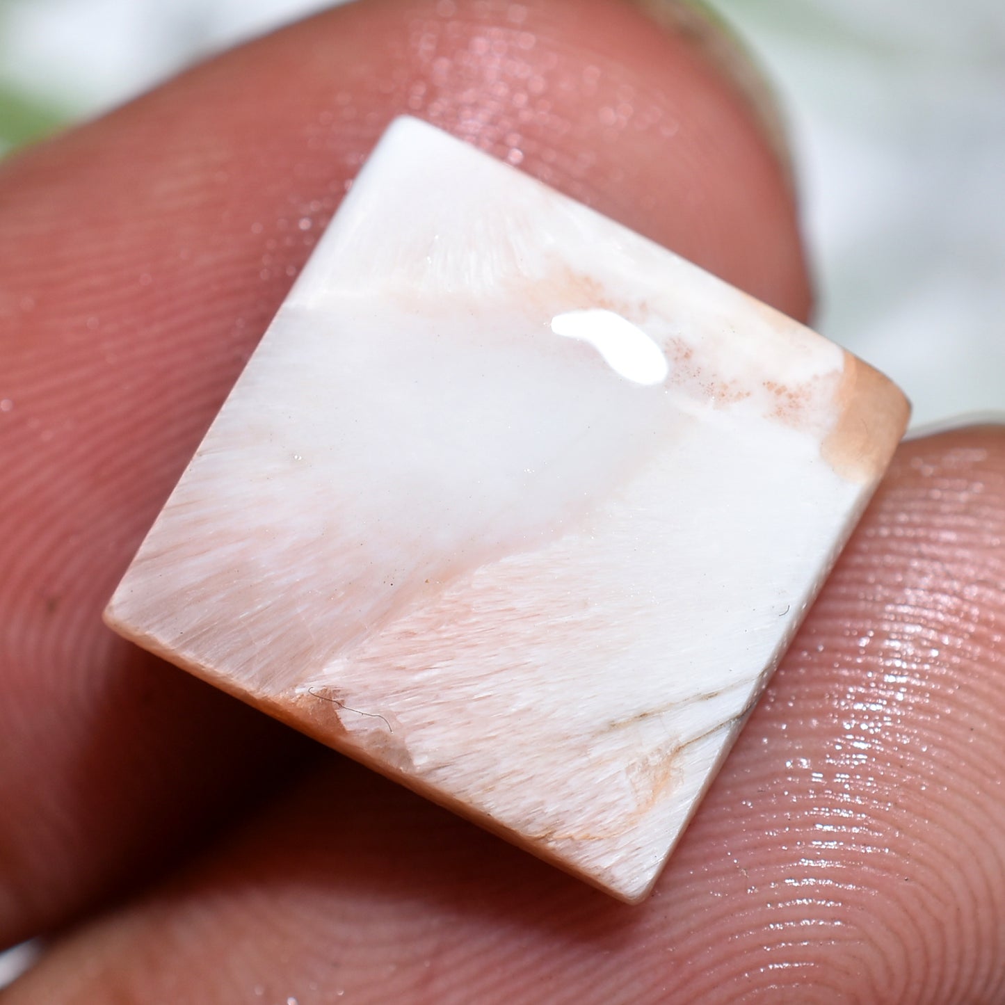 Natural Scolecite Gemstone, Square Shaped Smooth Polished Cabochon (12x13x2mm,/5ct)