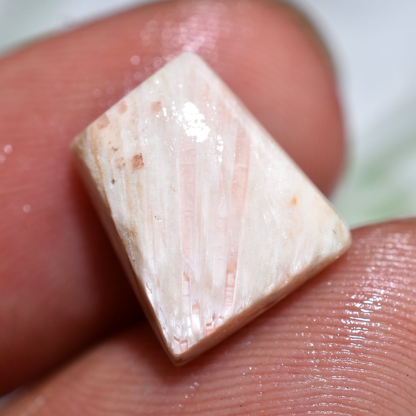 Natural Scolecite Fancy Shaped Gemstone, Smooth Polished Cabochon (10x11x2mm,/3ct)
