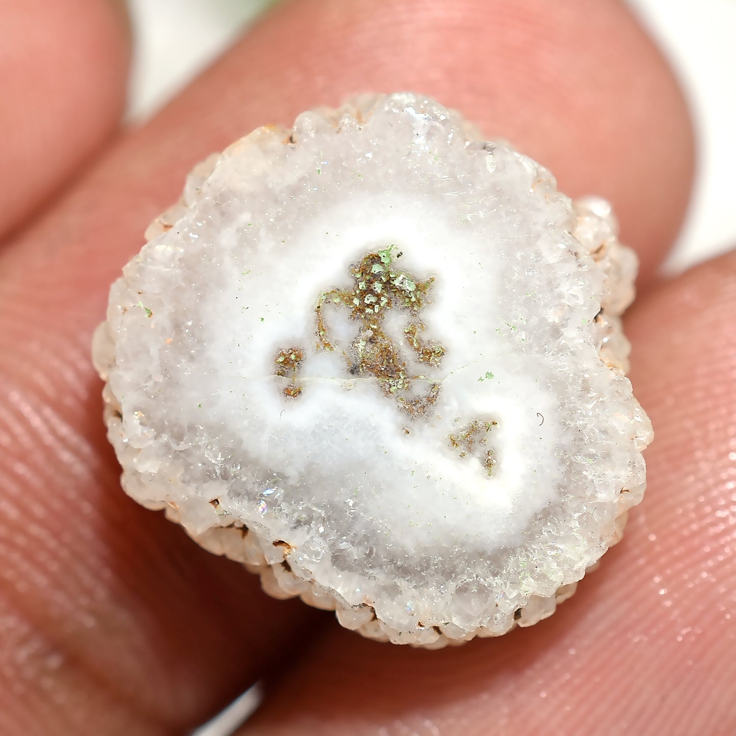 White Solar Quartz Stalactite Slice Gemstone (15x16x2mm,/10ct)