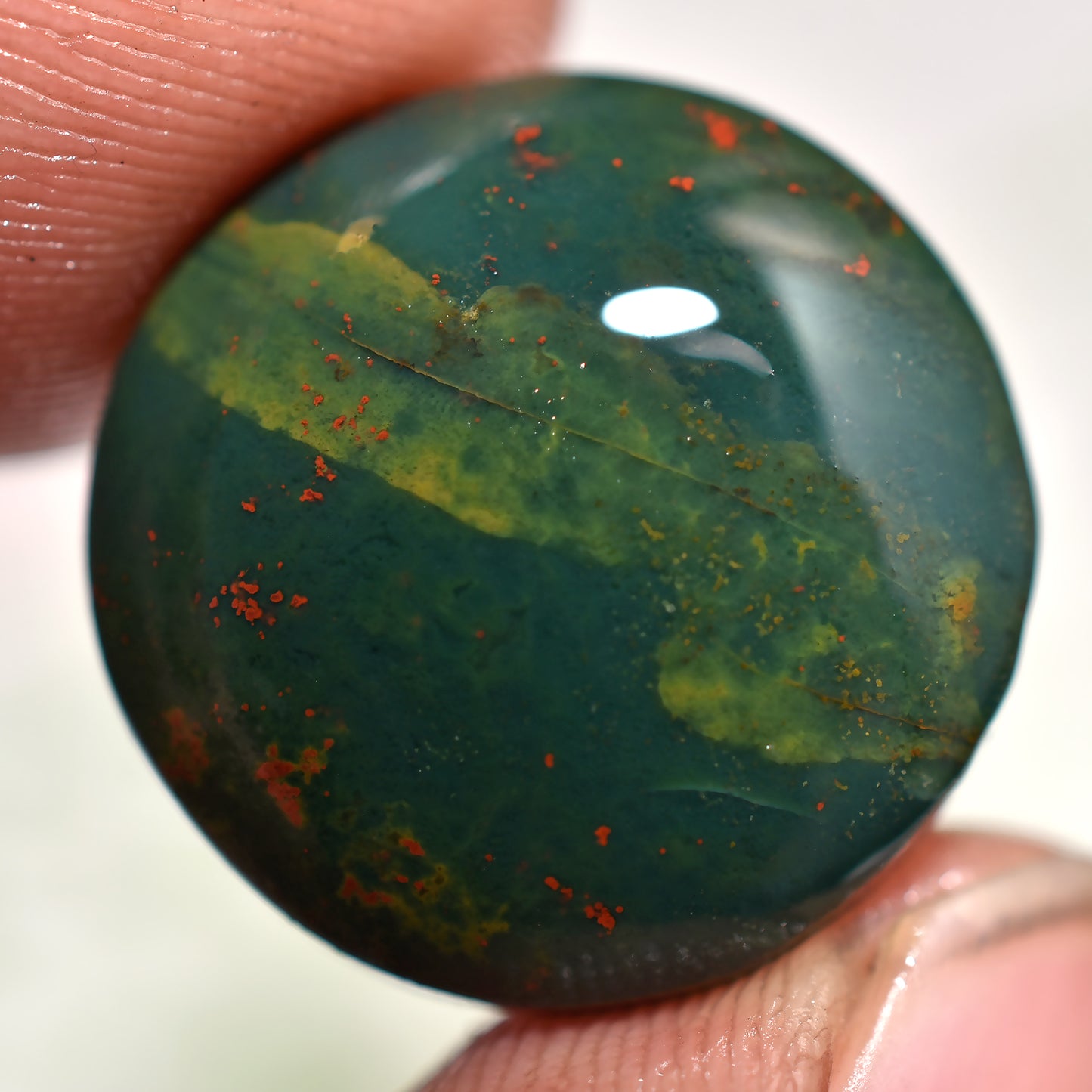 Natural Bloodstone Cabochon, Round Polished Gemstone for Jewelry (17x17x2mm,/13ct)