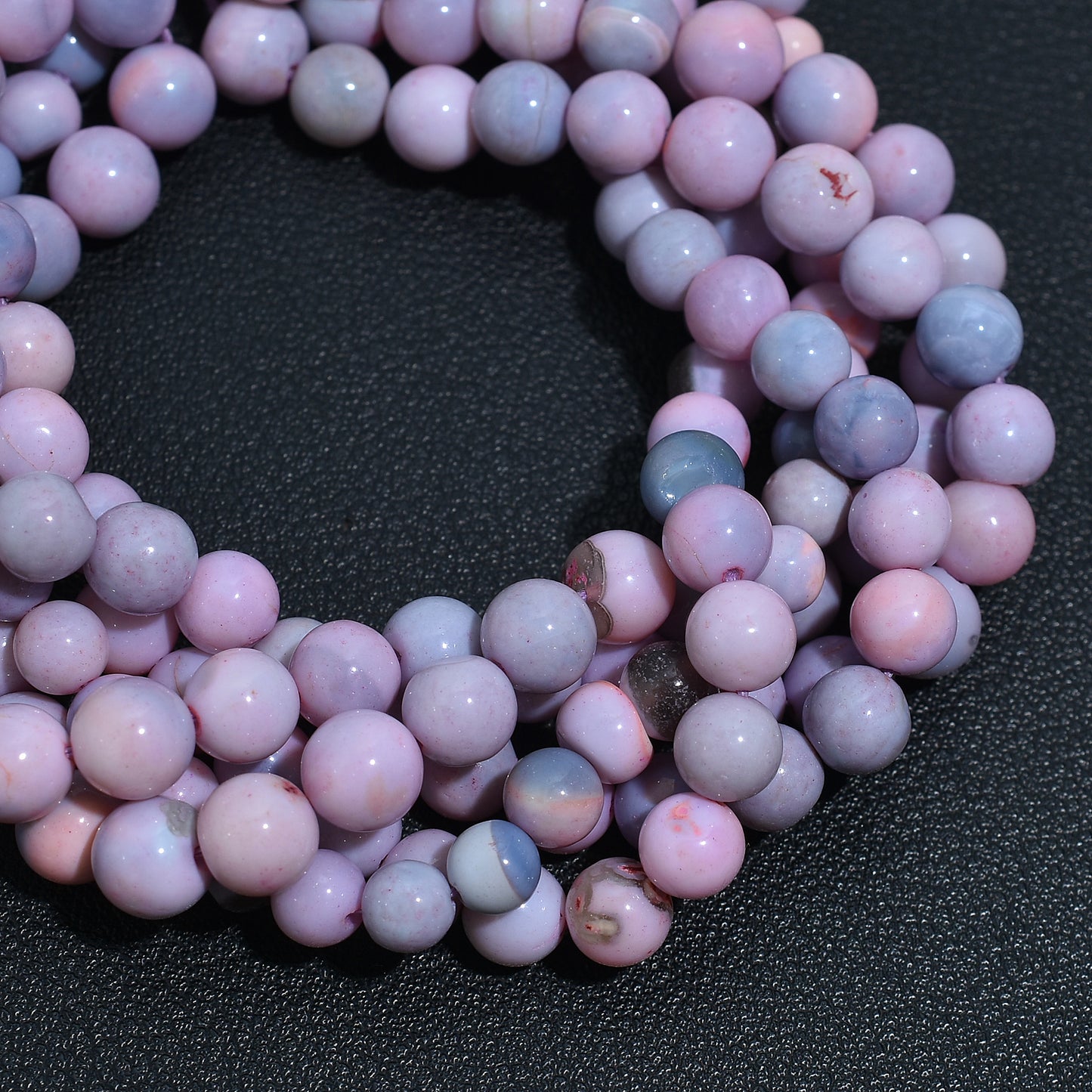 Beautiful Purple Shaded Round Opal Beads – Smooth Polished Gemstone Beads for Jewelry Making