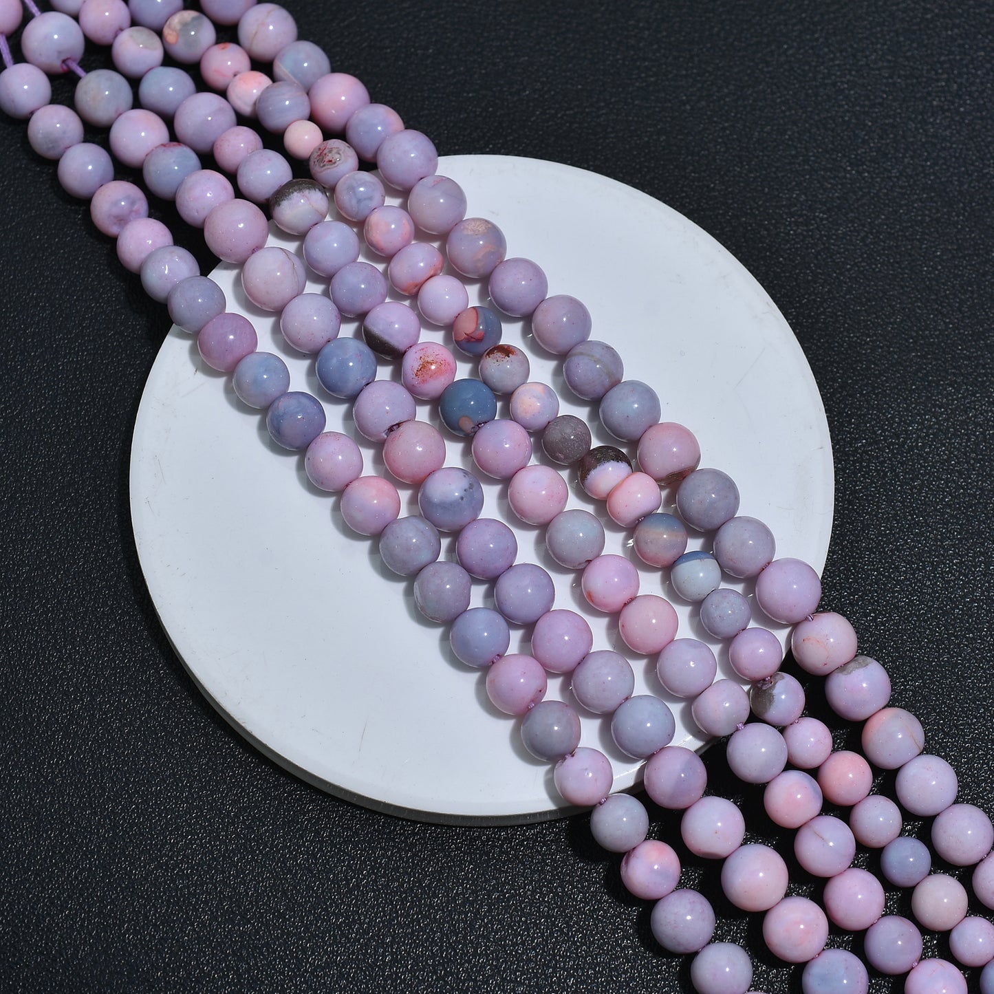 Beautiful Purple Shaded Round Opal Beads – Smooth Polished Gemstone Beads for Jewelry Making