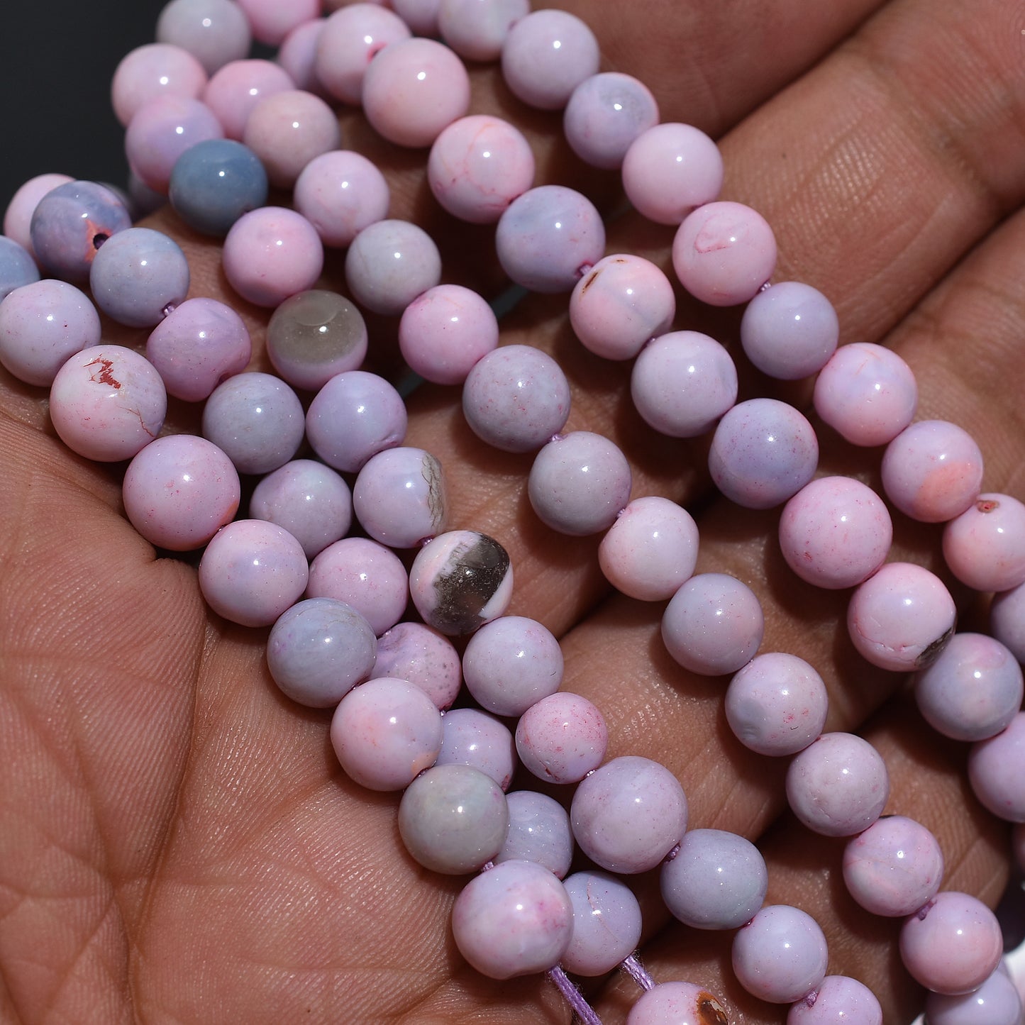 Beautiful Purple Shaded Round Opal Beads – Smooth Polished Gemstone Beads for Jewelry Making